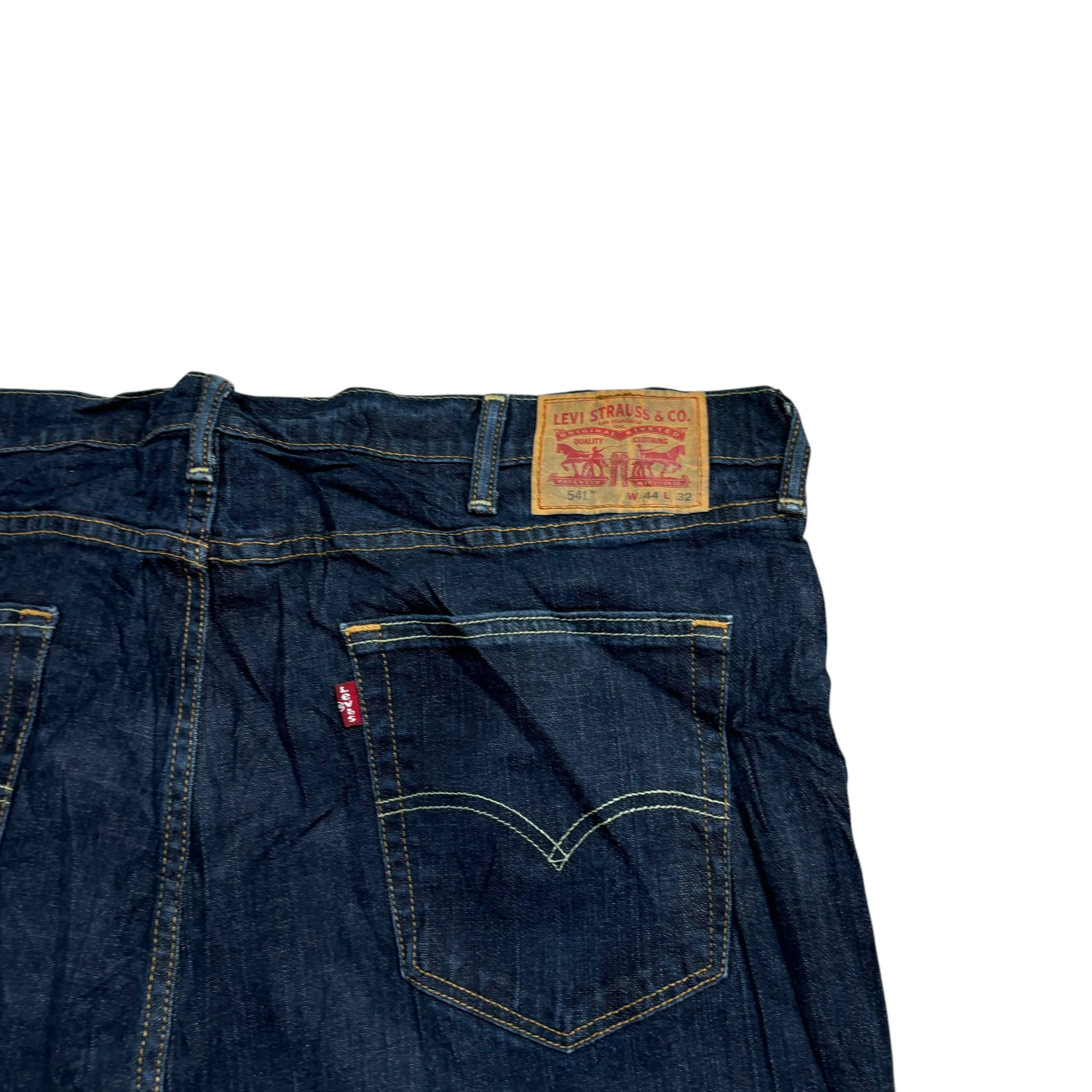 Levis 541 Jeans W44 L31 Mens Dark Blue Athletic Tapered Fit Stretch Denim