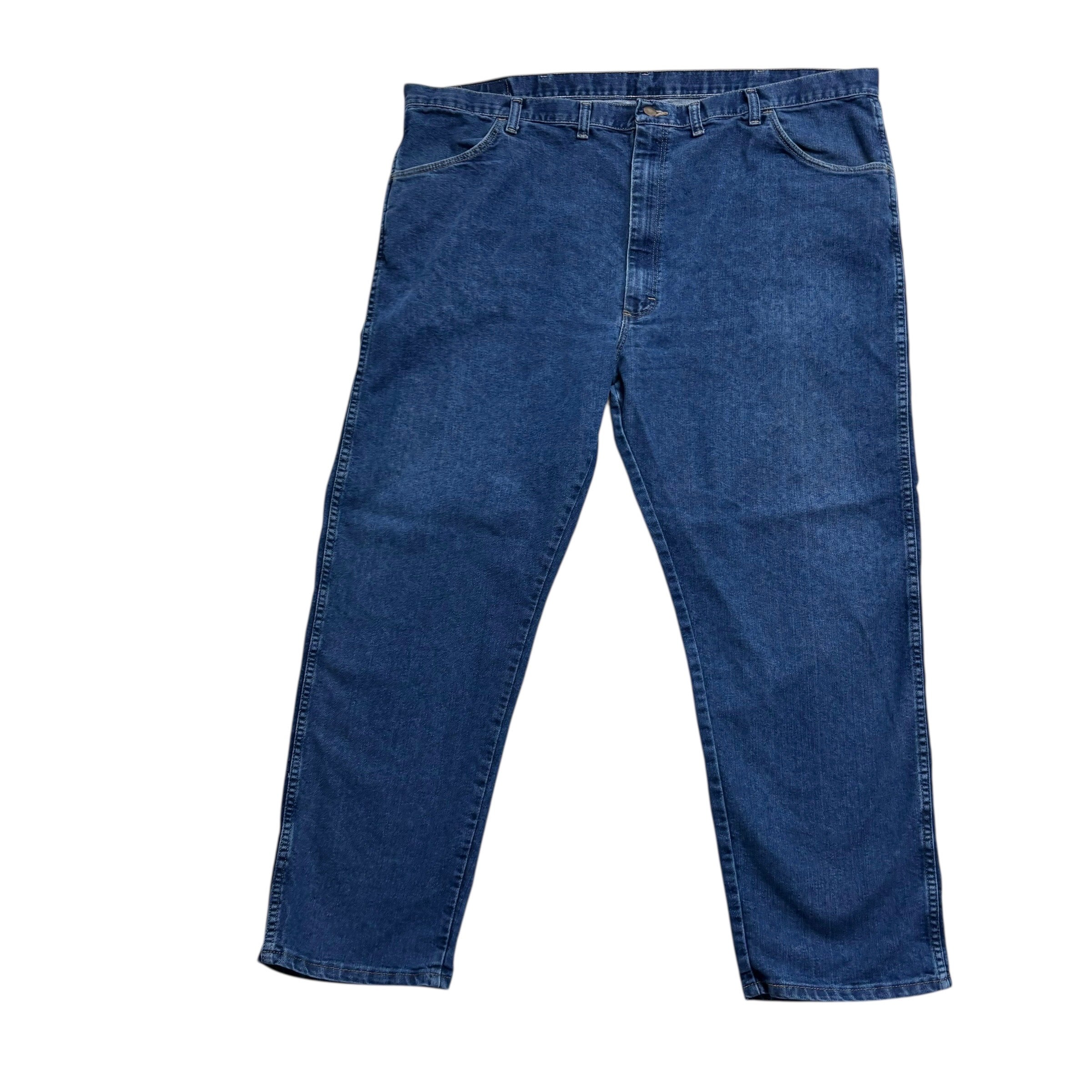 Wrangler Jeans W46 L30 Mens Mid Blue Regular Straight Fit Denim