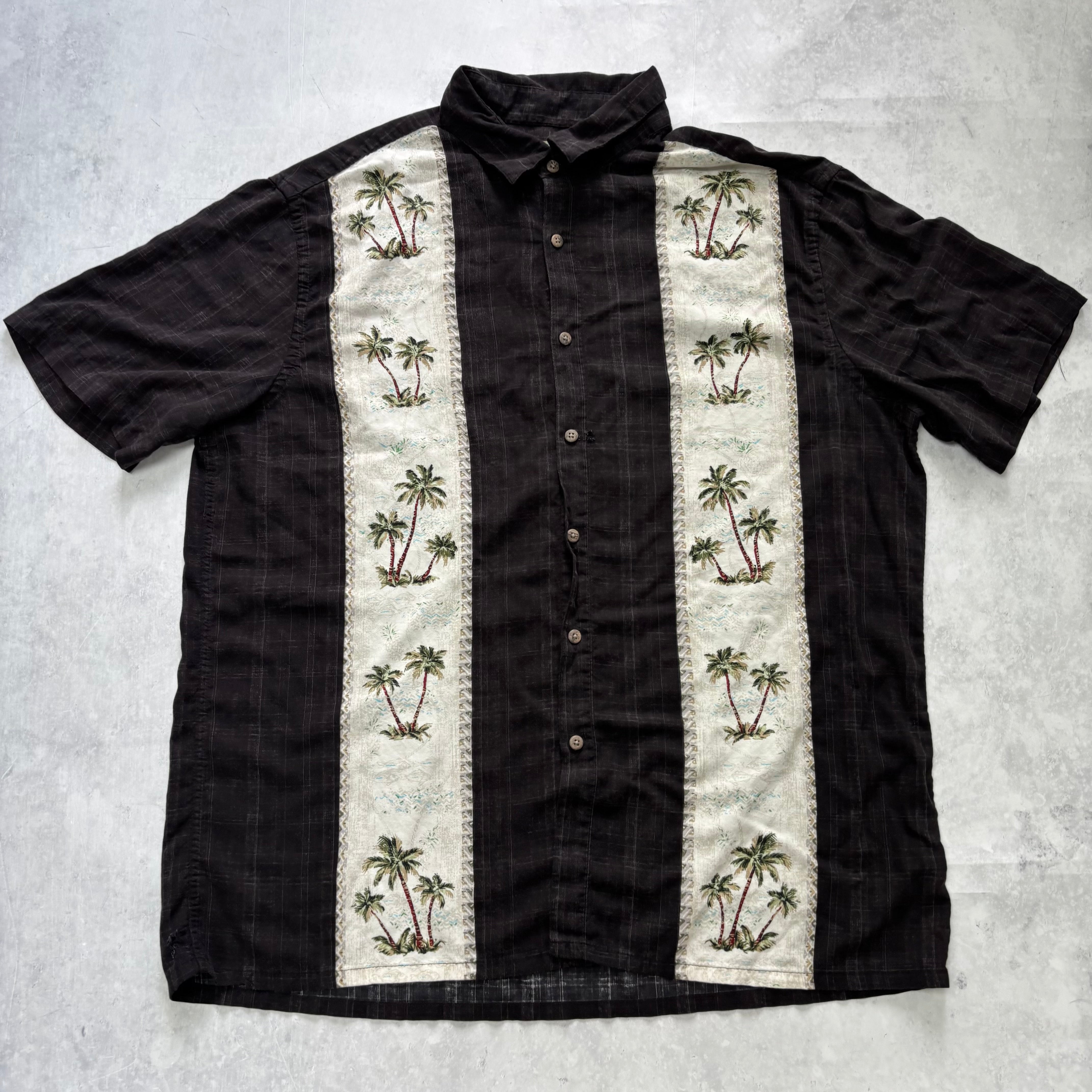 Vintage Hawaiian Shirt Mens XL Brown Floral Aloha Short Sleeve Rayon (F)