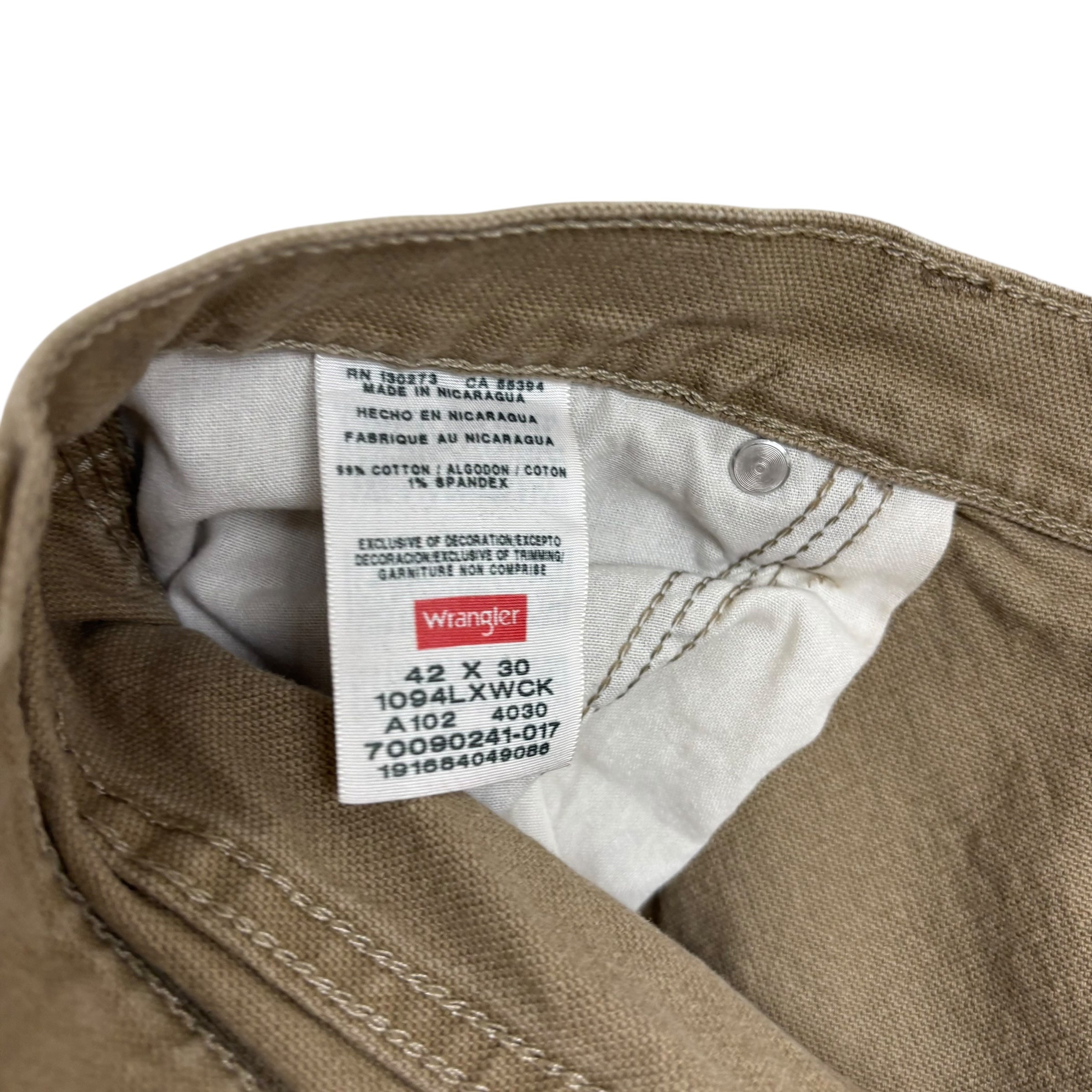 Wrangler Carpenter Jeans W42 L30 Mens Beige Relaxed Fit Stretch Denim