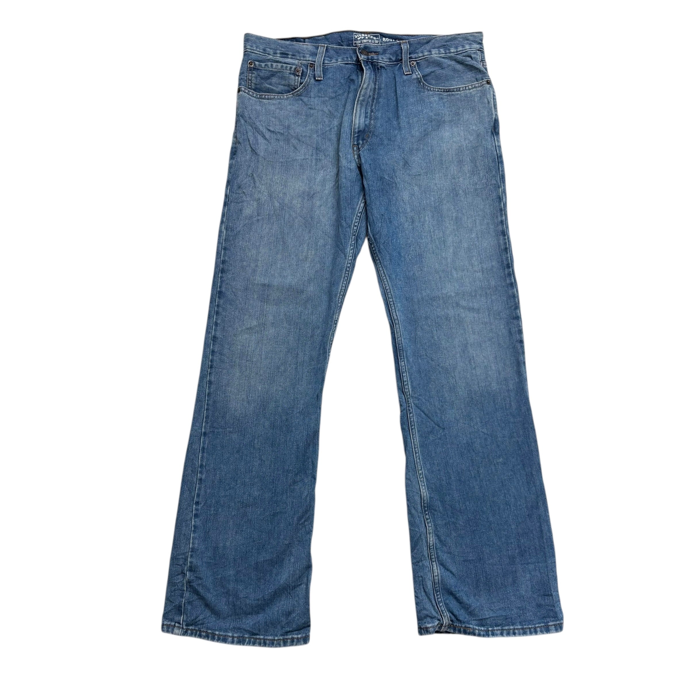 Levis Signature Jeans W36 L34 Mens Mid Blue Regular Bootcut Fit Denim (E)