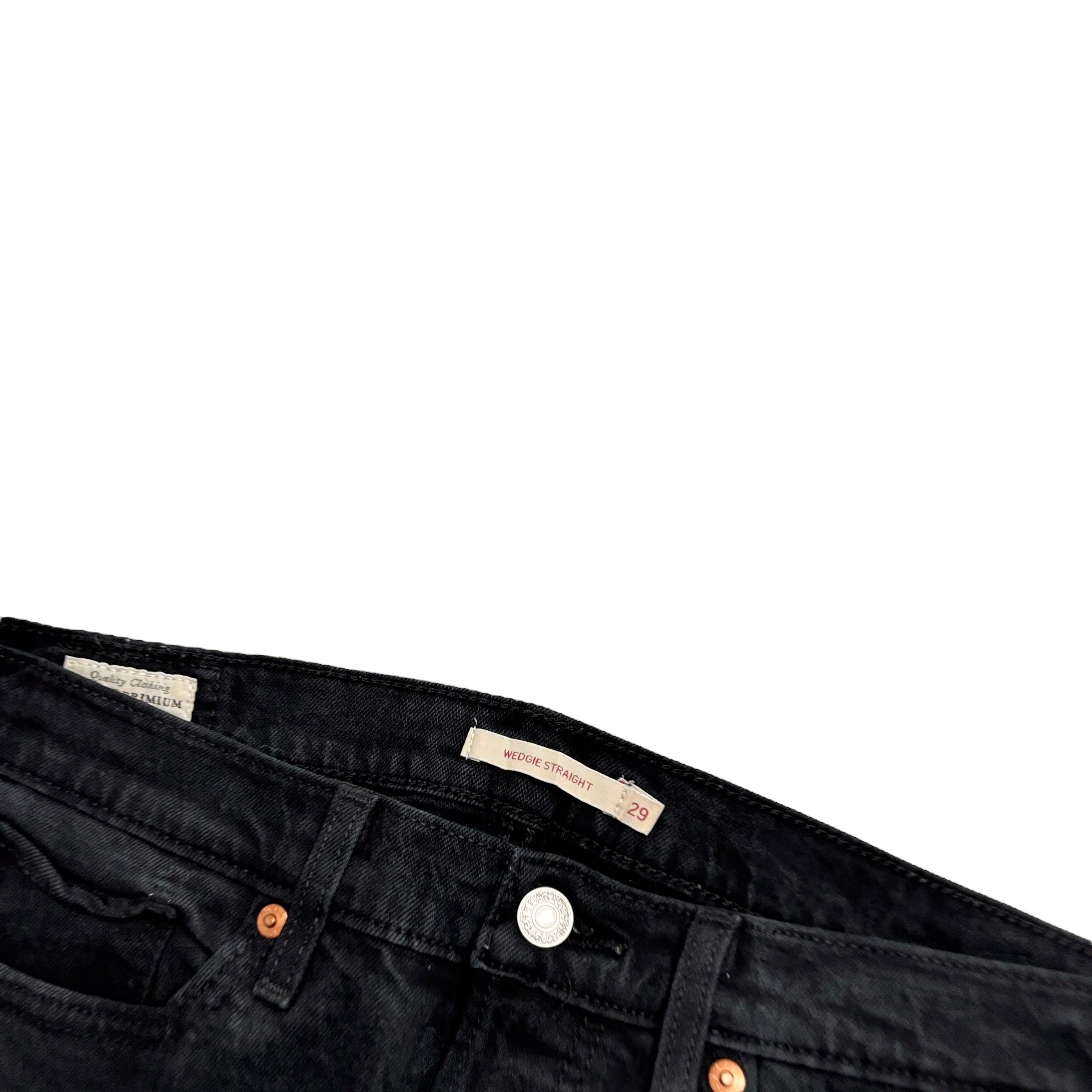 Levis Wedgie Straight Jeans W29 L28 Womens Black Stretch Denim (E)