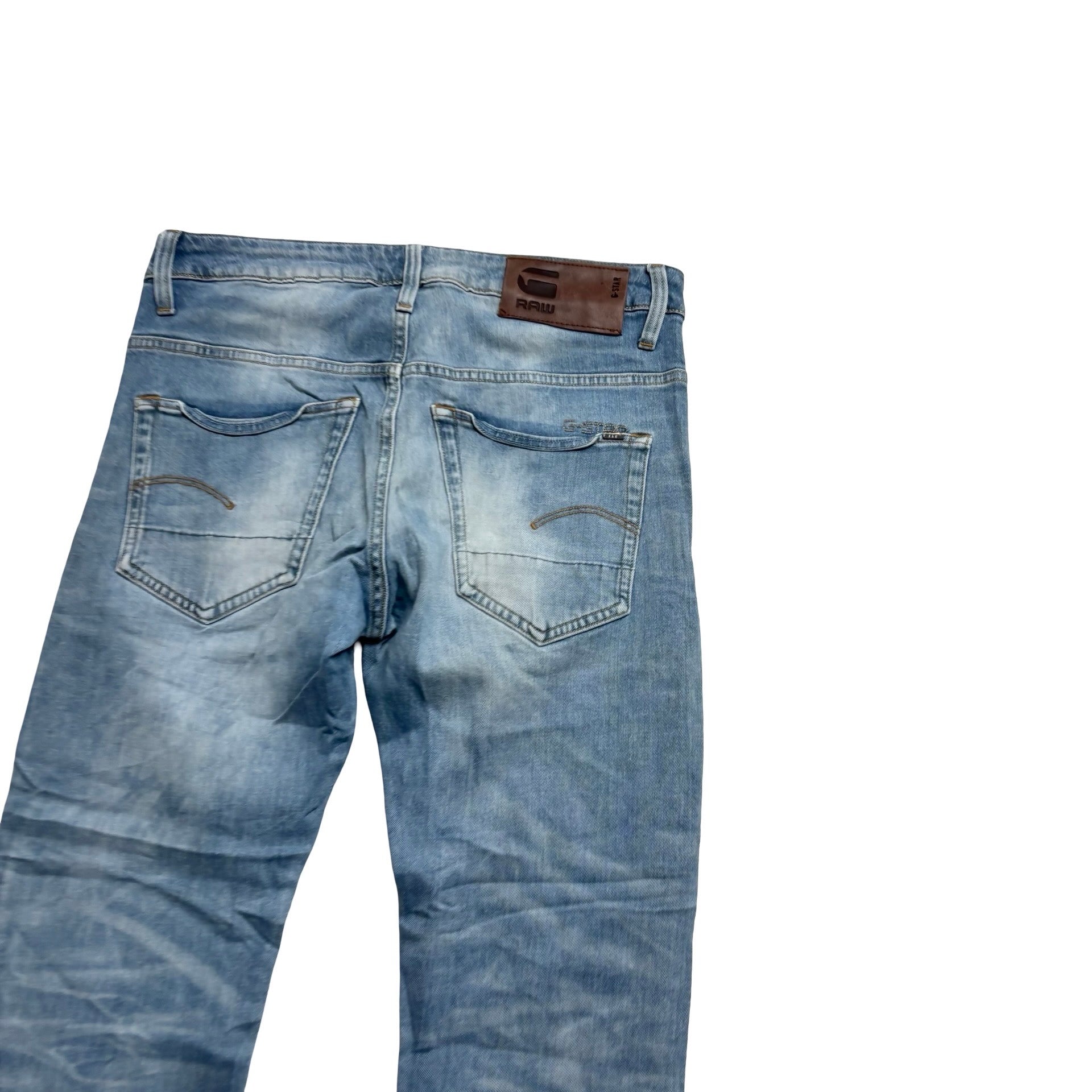 G Star 3301 Jeans W32 L27 Mens Mid Blue Slim Fit Stretch Denim