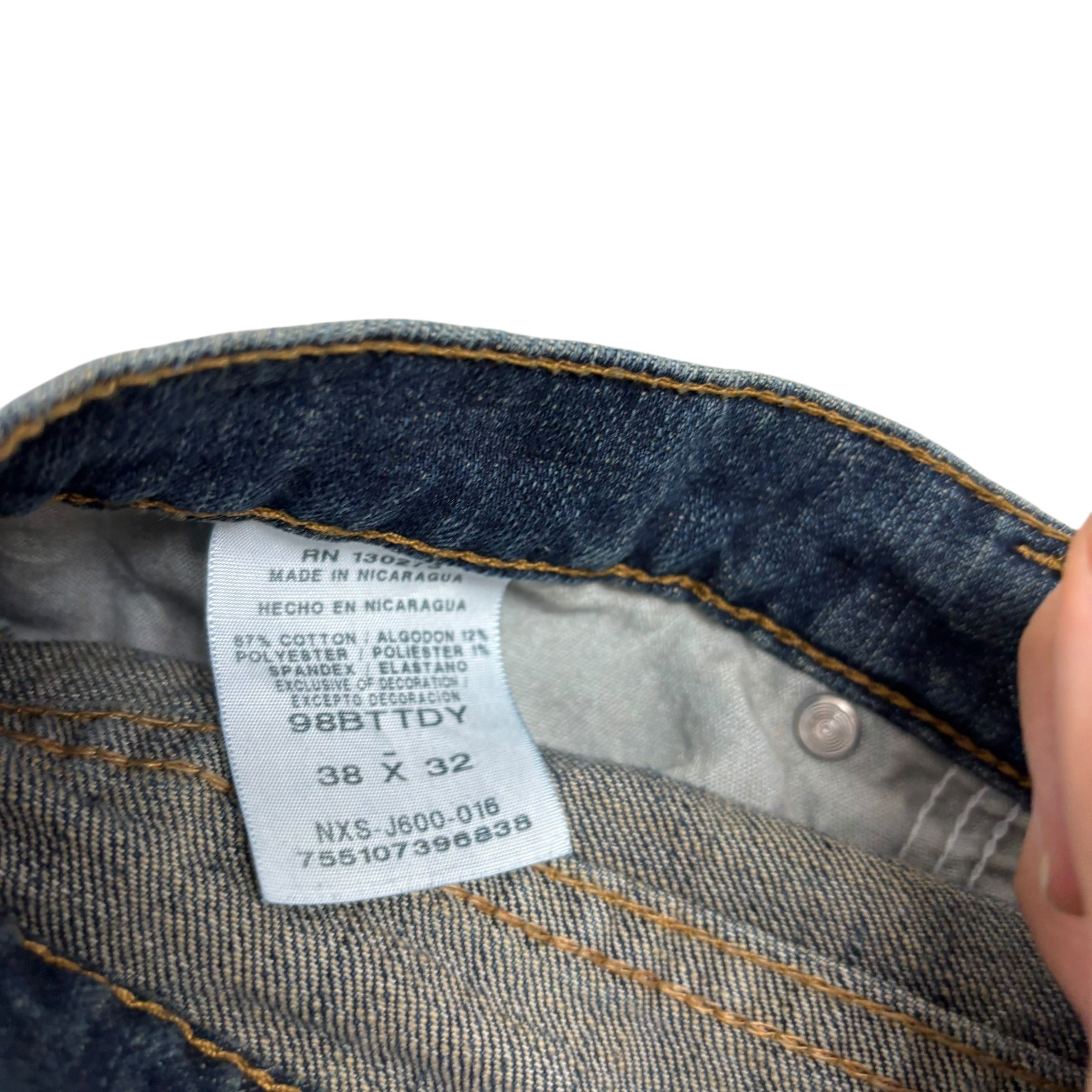 Wrangler Jeans W38 L32 Mens Dark Blue Relaxed Bootcut Fit Vintage Denim (E)