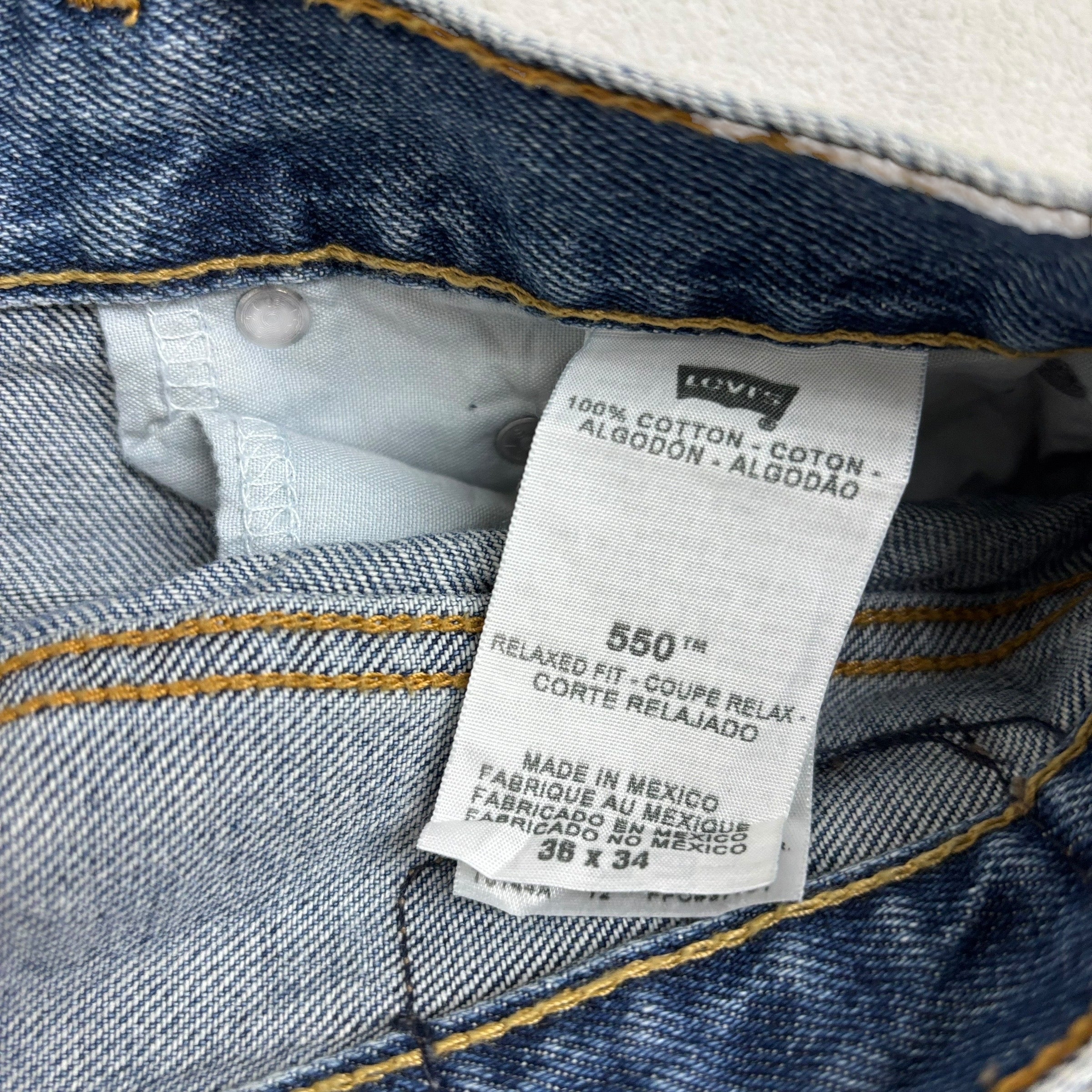 Levis 550 Jeans W36 L34 Mens Mid Blue Baggy Relaxed Straight Fit Vintage (E)