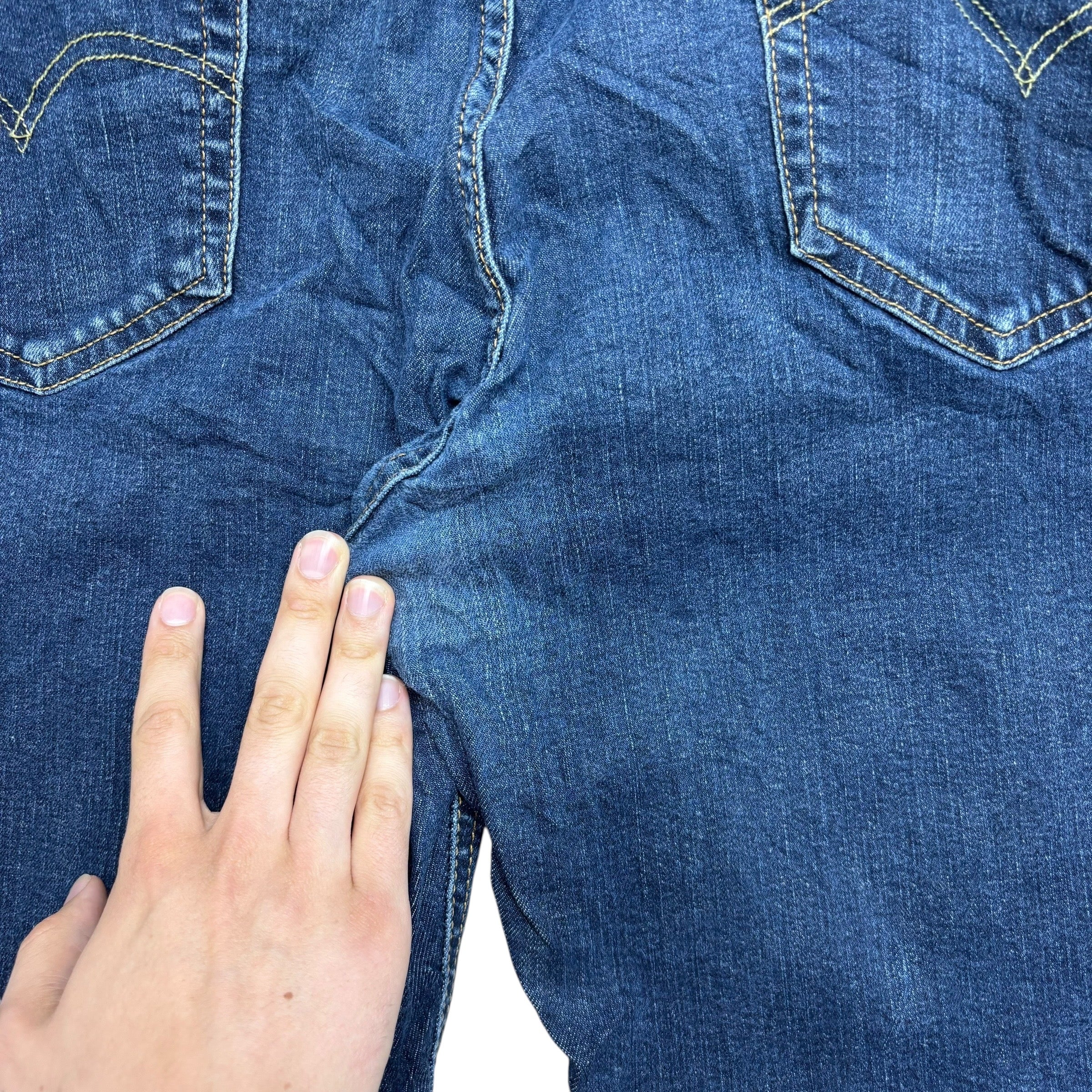 Levis 541 Jeans W38 L32 Mens Dark Blue Athletic Tapered Fit Stretch Denim (F)