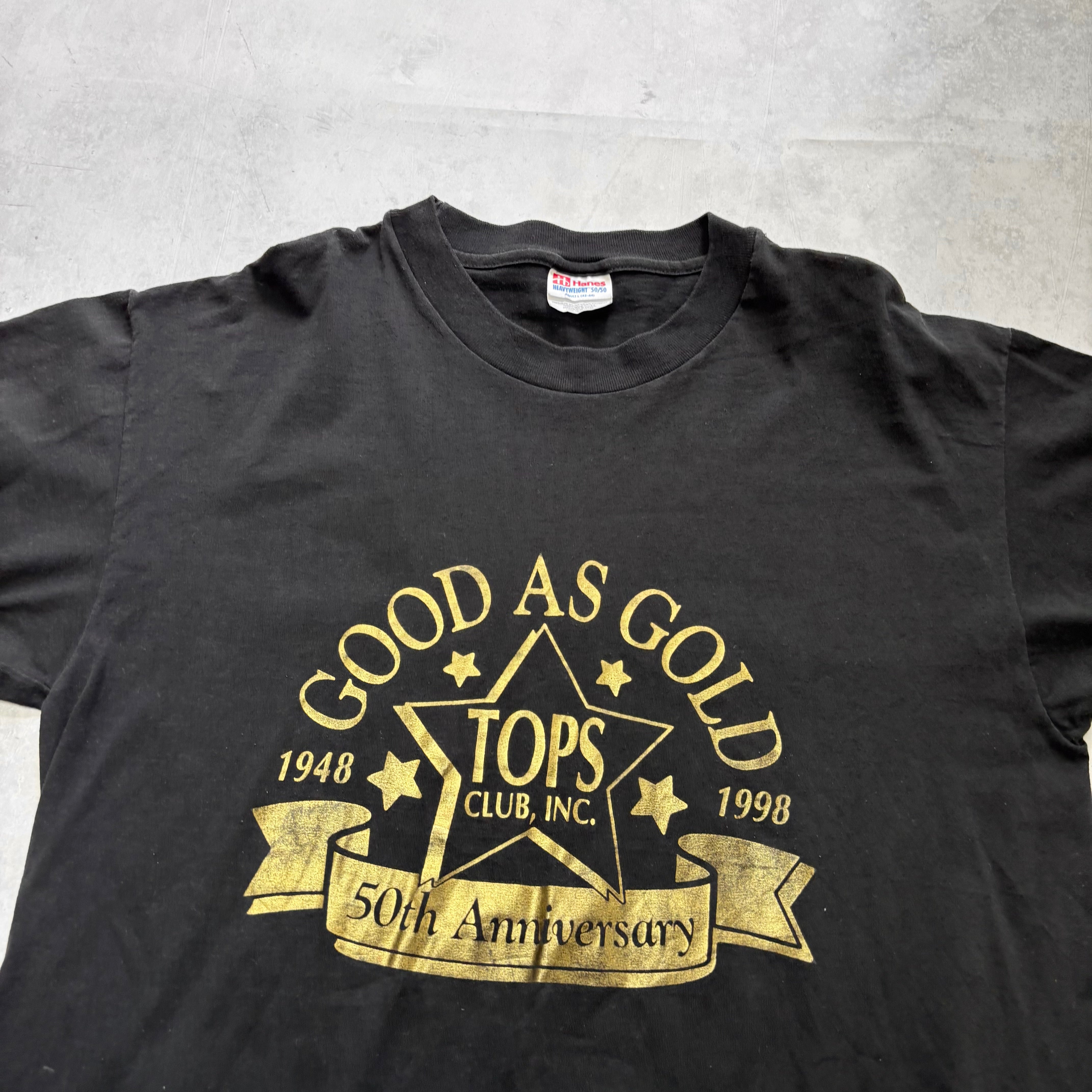 Vintage T Shirt Mens Large Black Graphic Print 90s Boxy Fit (E)