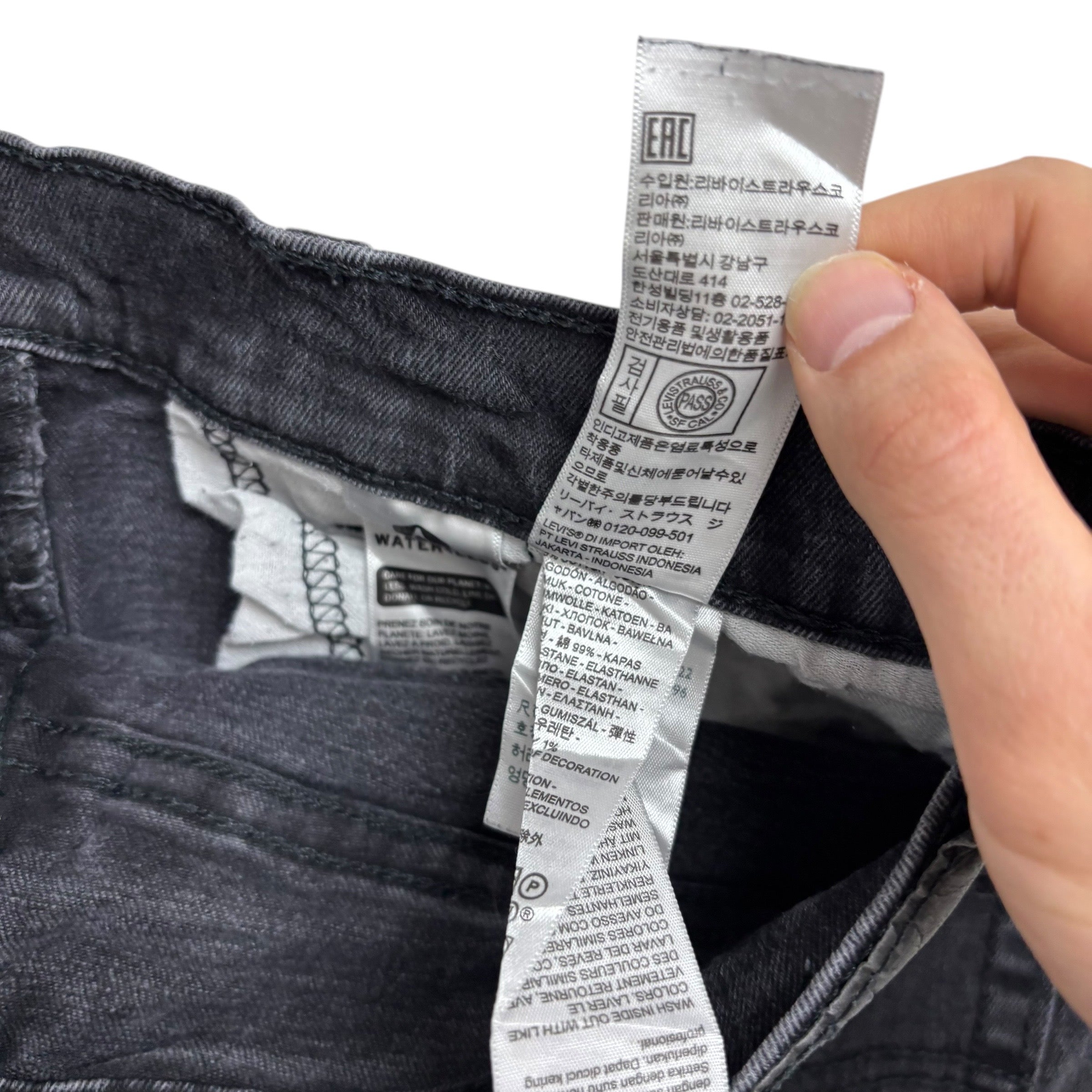 Levis 502 Jeans W32 L30 Mens Black Regular Tapered Fit Stretch Denim