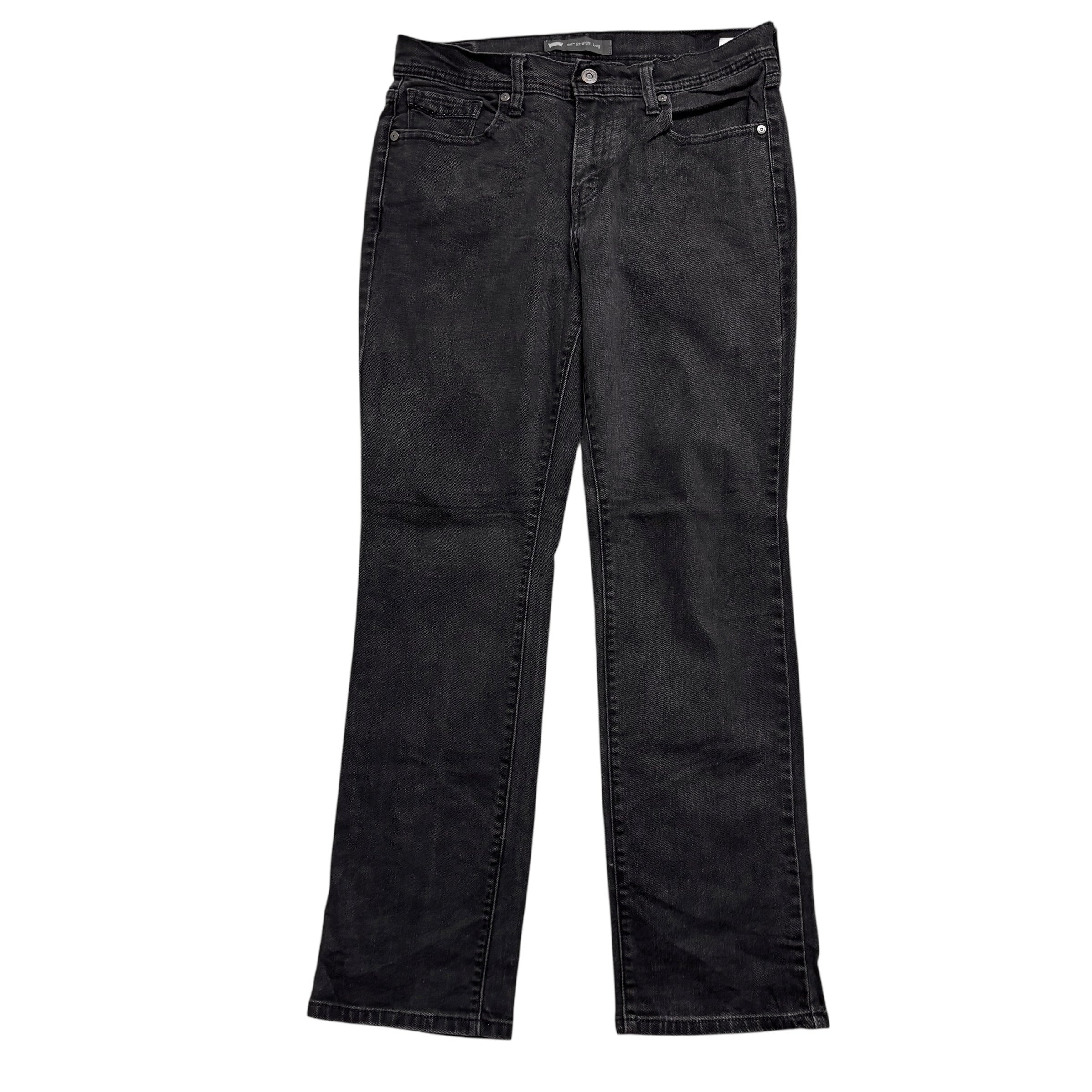 Levis 505 Jeans W29 L30 Womens Regular Straight Fit Black Stretch Denim (E)