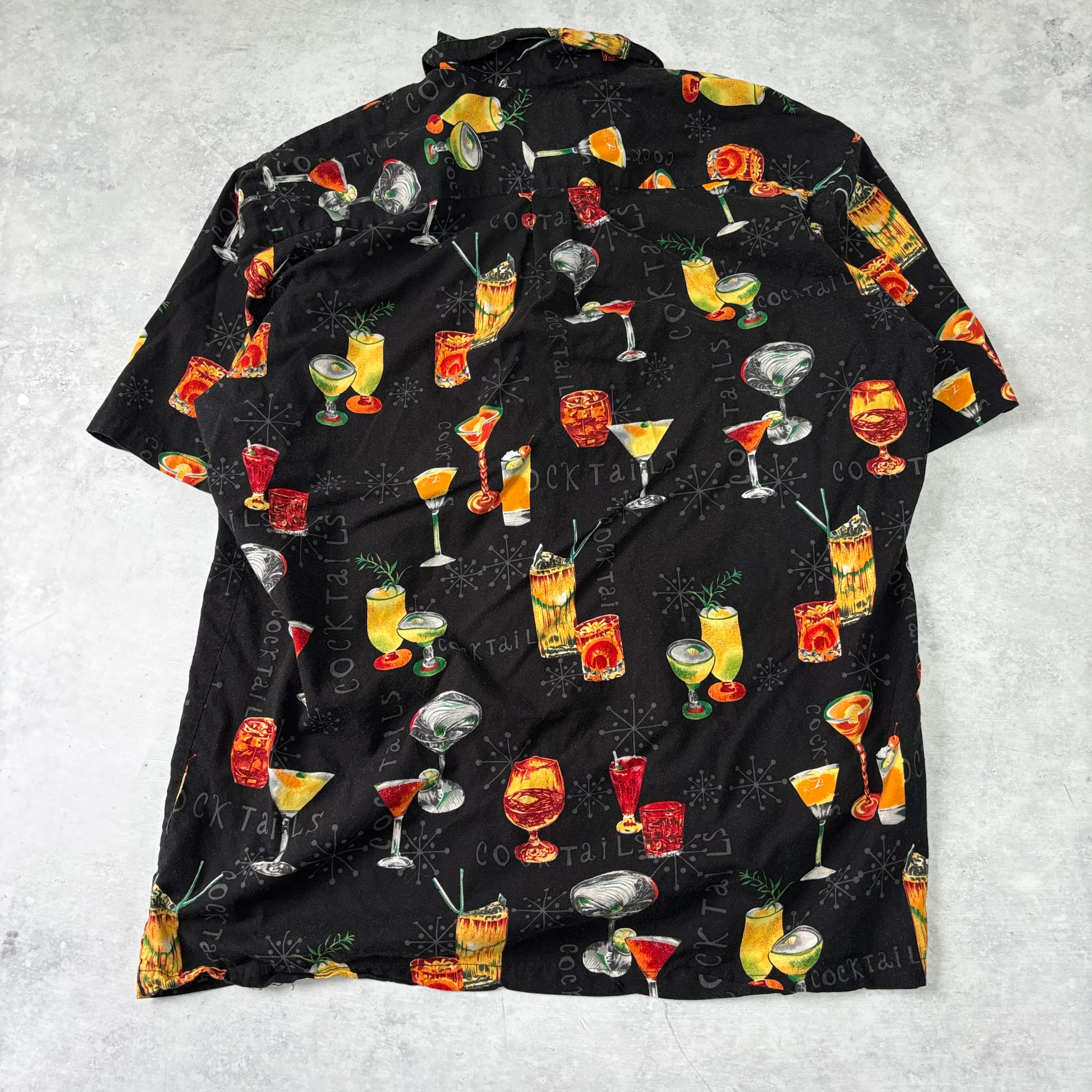 Vintage Hawaiian Shirt Mens XXL Black Floral Short Sleeve Cotton Blend