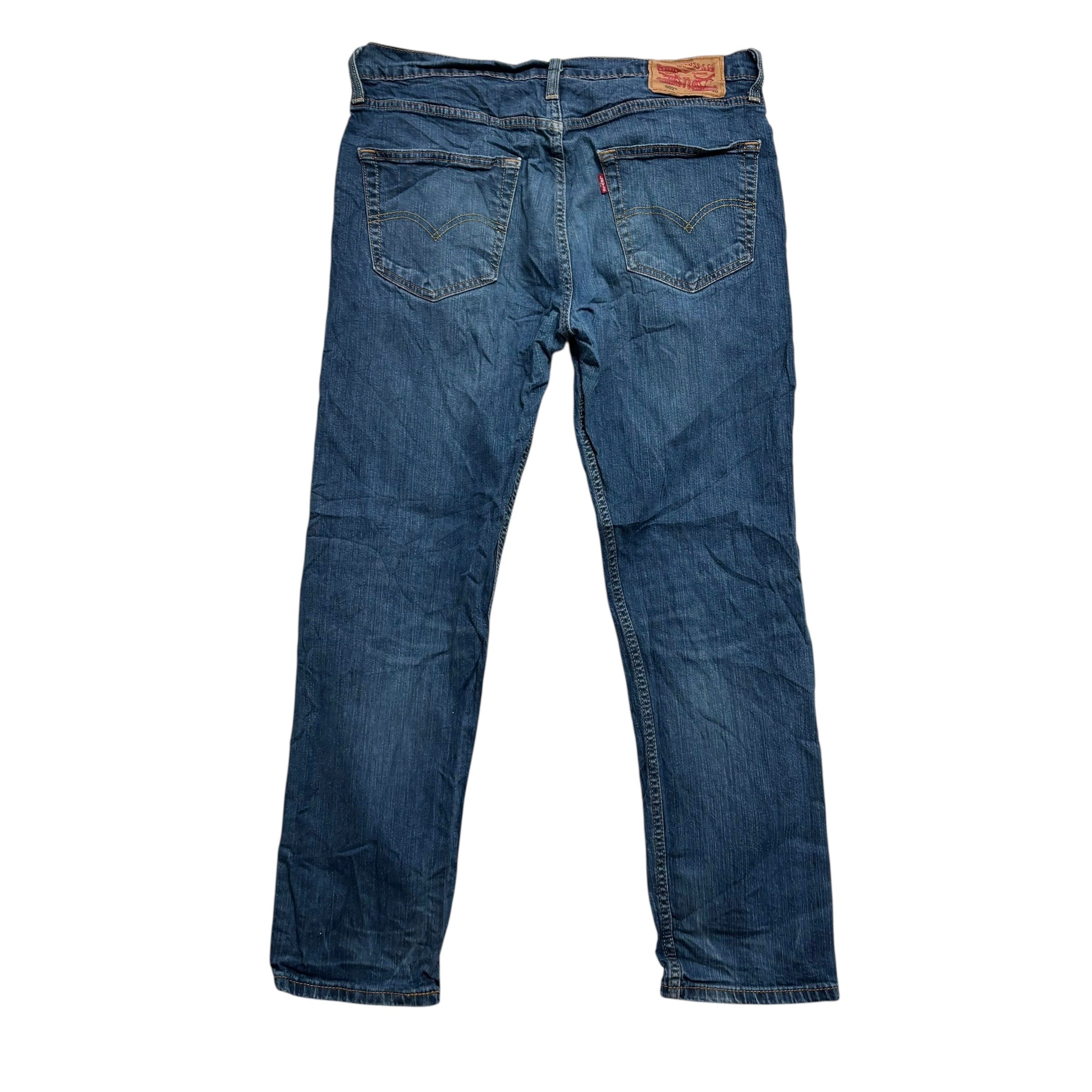 Levis 502 Jeans W34 L29 Mens Dark Blue Regular Tapered Fit Stretch Denim (E)