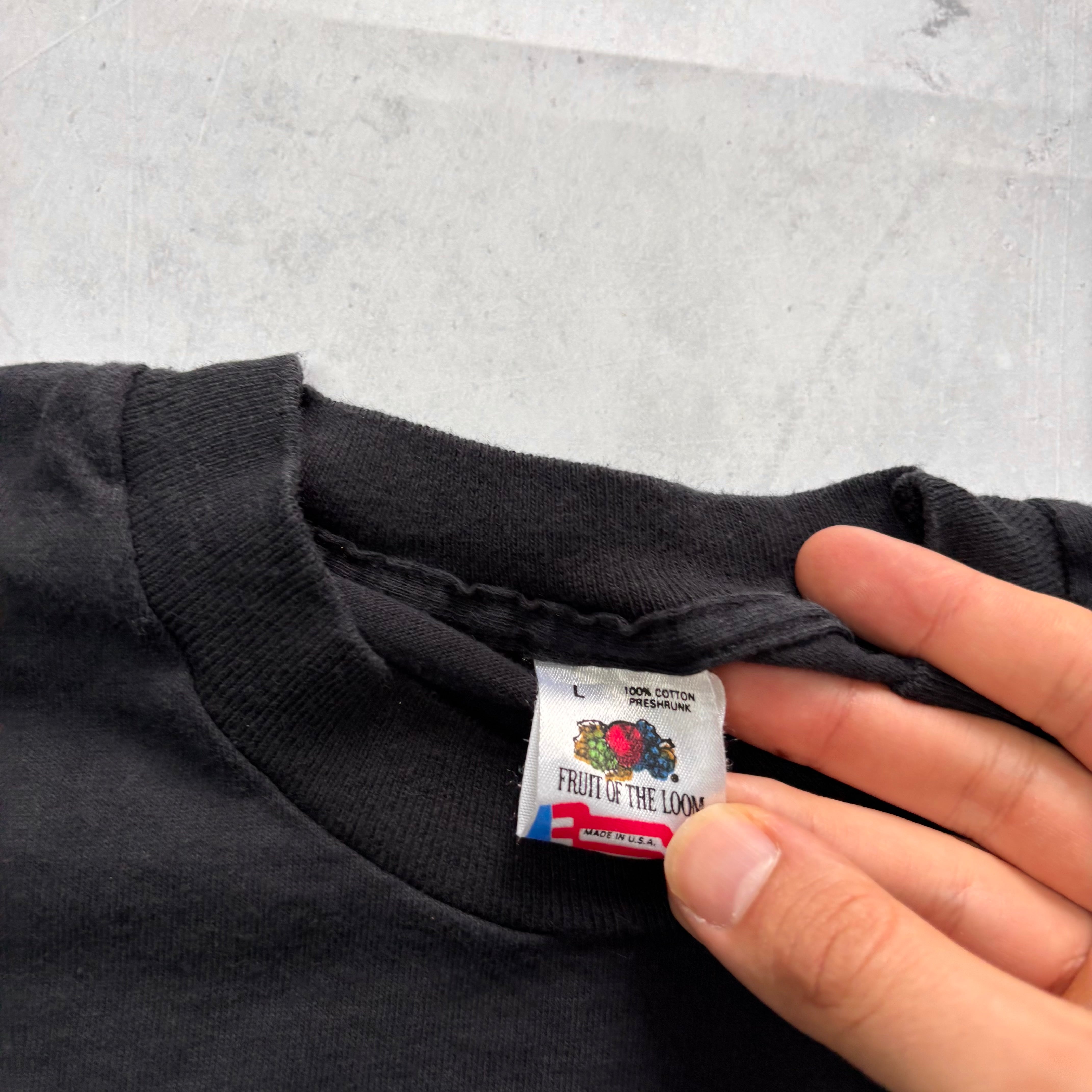 Vintage T Shirt Mens Medium Black Single Stitch Graphic Print 90s Lottery (E)