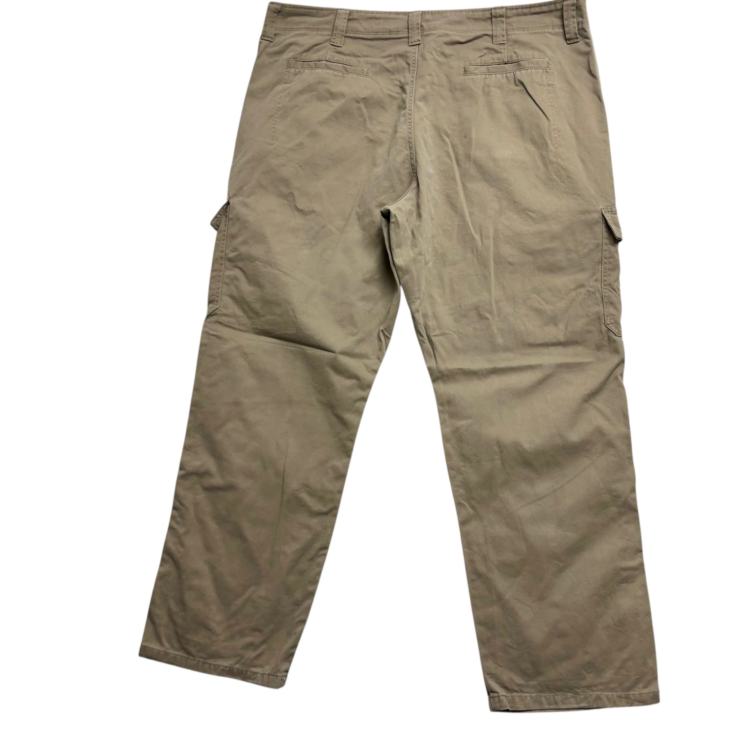 Wrangler Cargo Trousers W40 L30 Mens Beige Relaxed Straight Fit Pants (E)