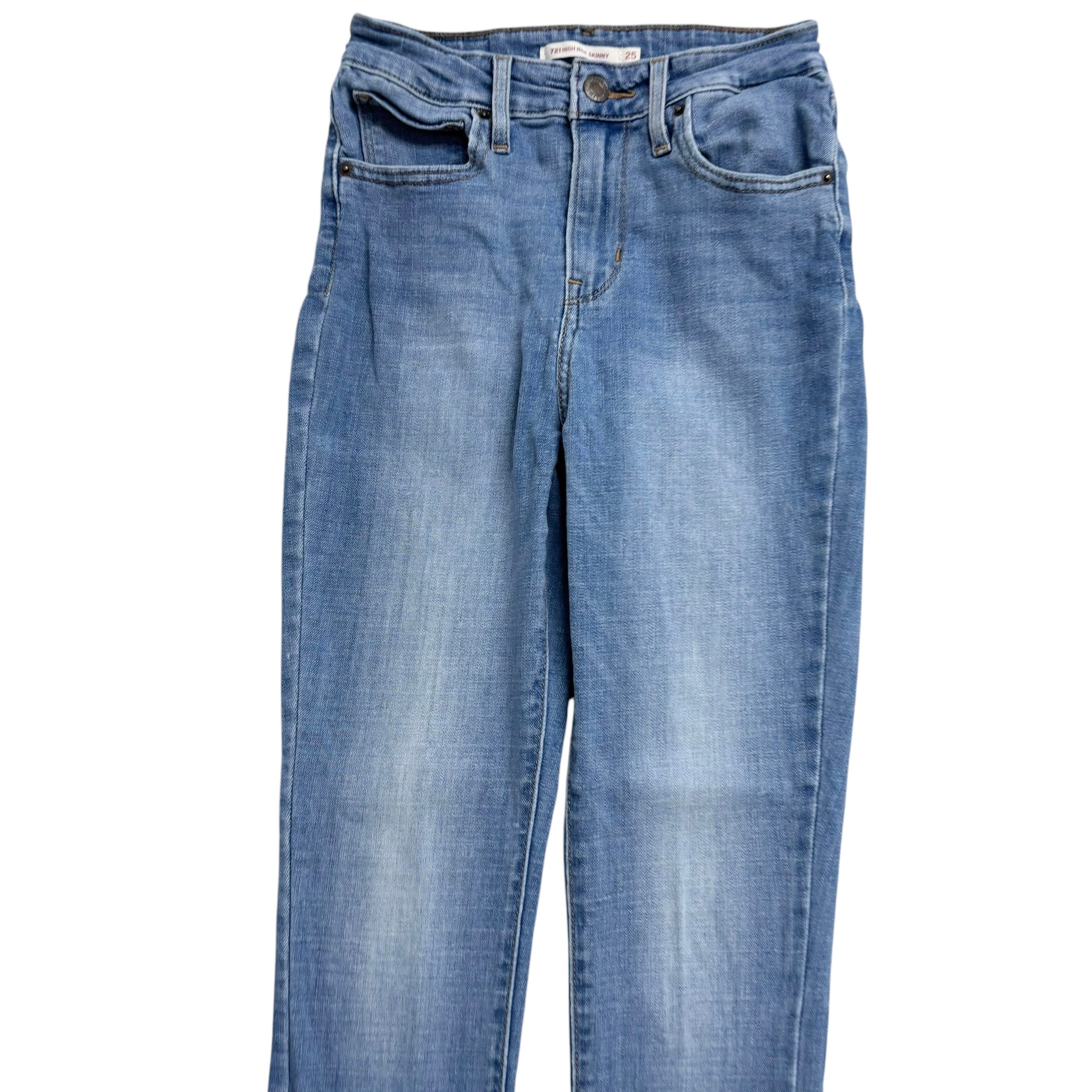 Levis 721 Jeans W24 L27 Womens Light Blue High Rise Skinny Fit Stretch Denim