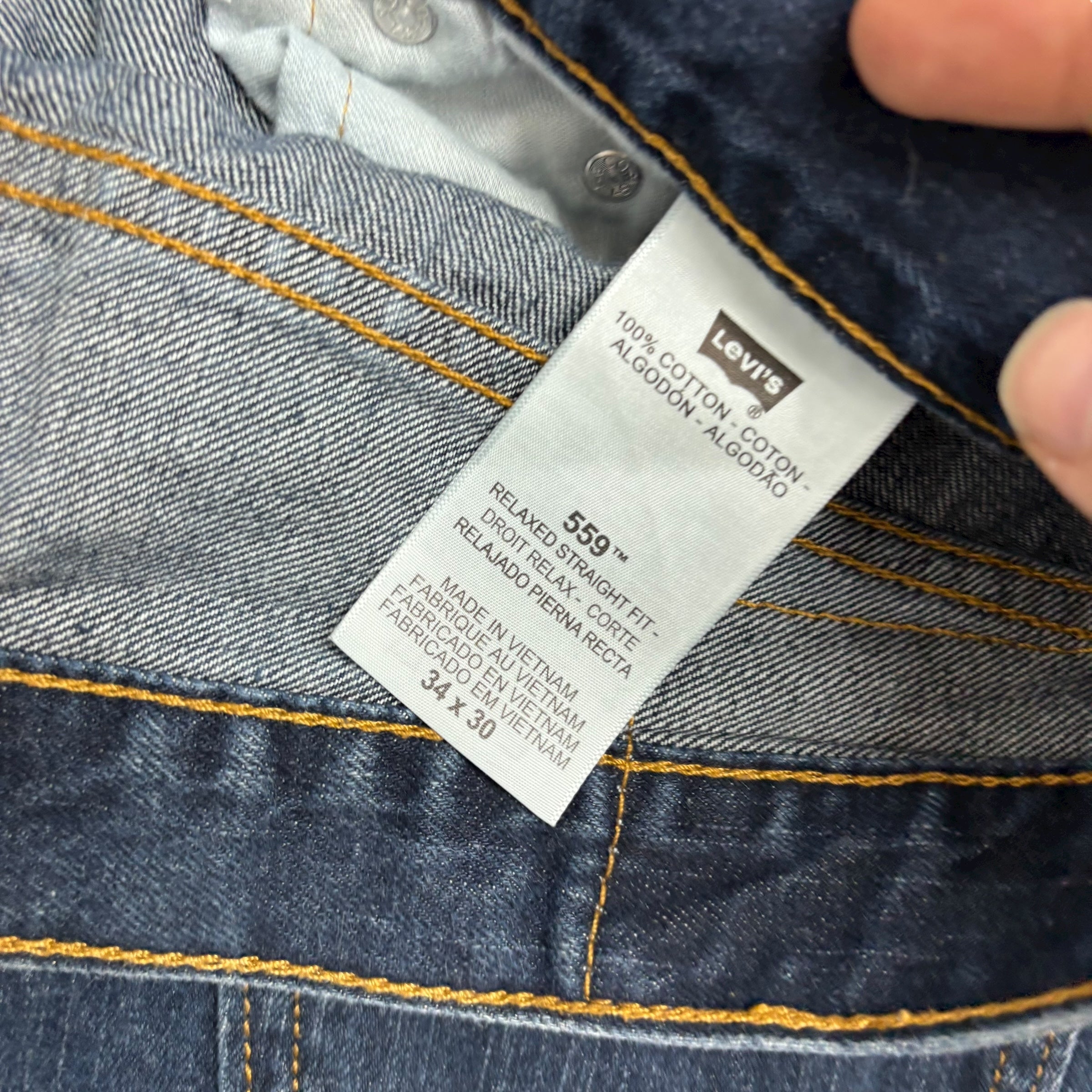 Levis 559 Jeans W34 L30 Mens Dark Blue Baggy Relaxed Fit Vintage Denim (E)