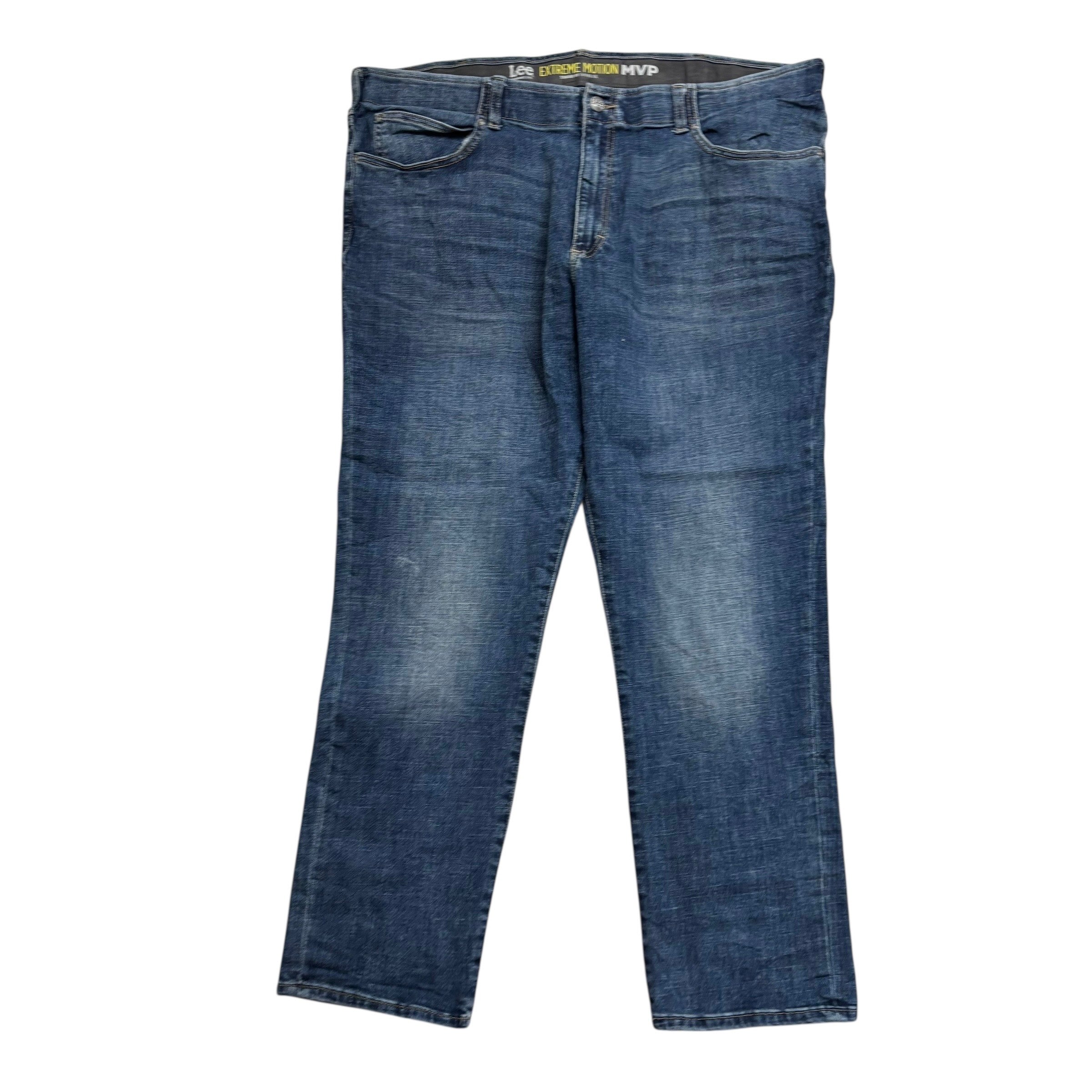 Lee Jeans W44 L32 Mens Regular Tapered Fit Mid Blue Stretch Denim (E)