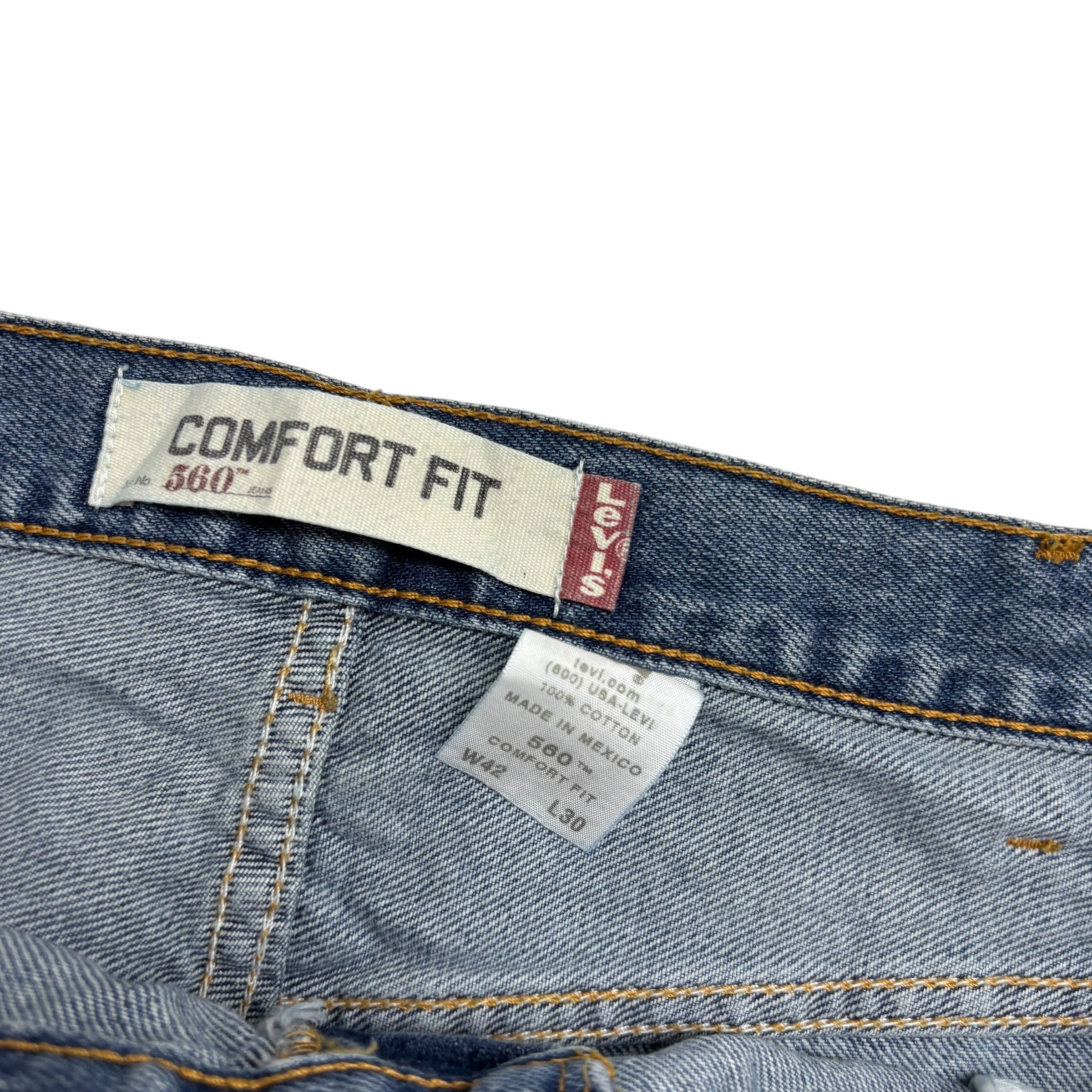 Levis 560 Jeans W42 L30 Mens Mid Blue Baggy Relaxed Comfort Vintage Denim (E)