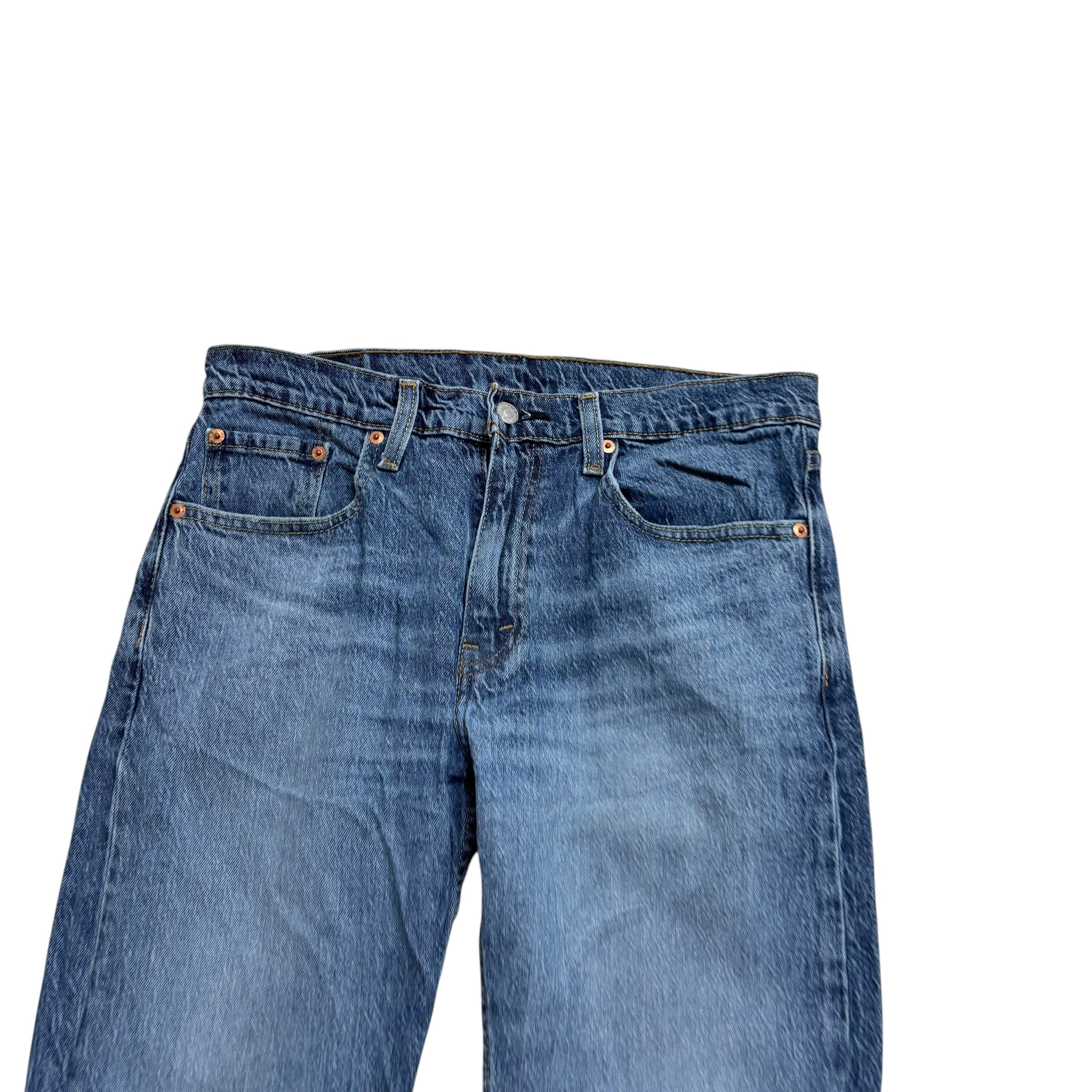 Levis 502 Jeans W33 L29 Mens Mid Blue Regular Tapered Fit Stretch Distressed