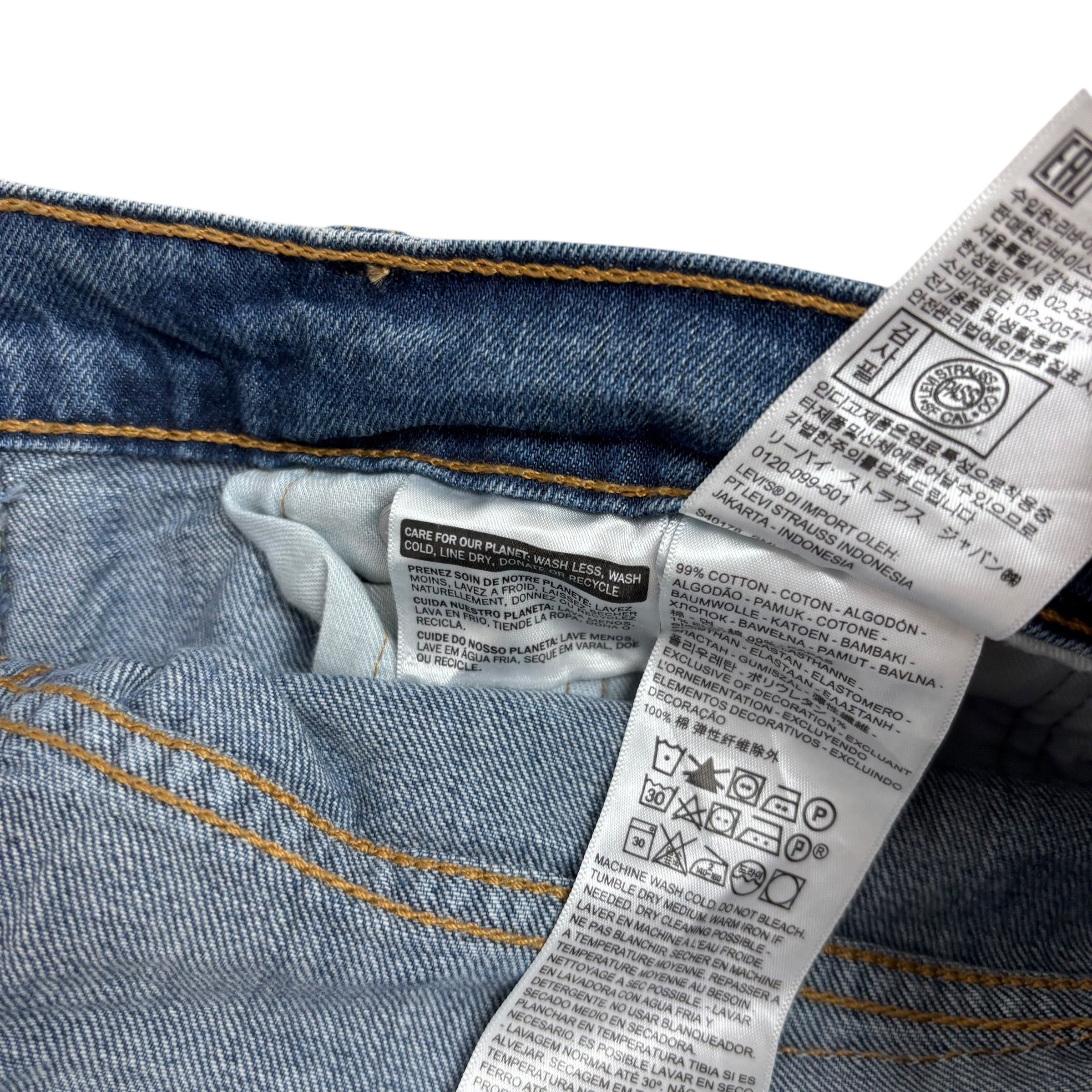 Levis 505 Jeans W33 L30 Mens Mid Blue Regular Straight Fit Stretch Denim (E)