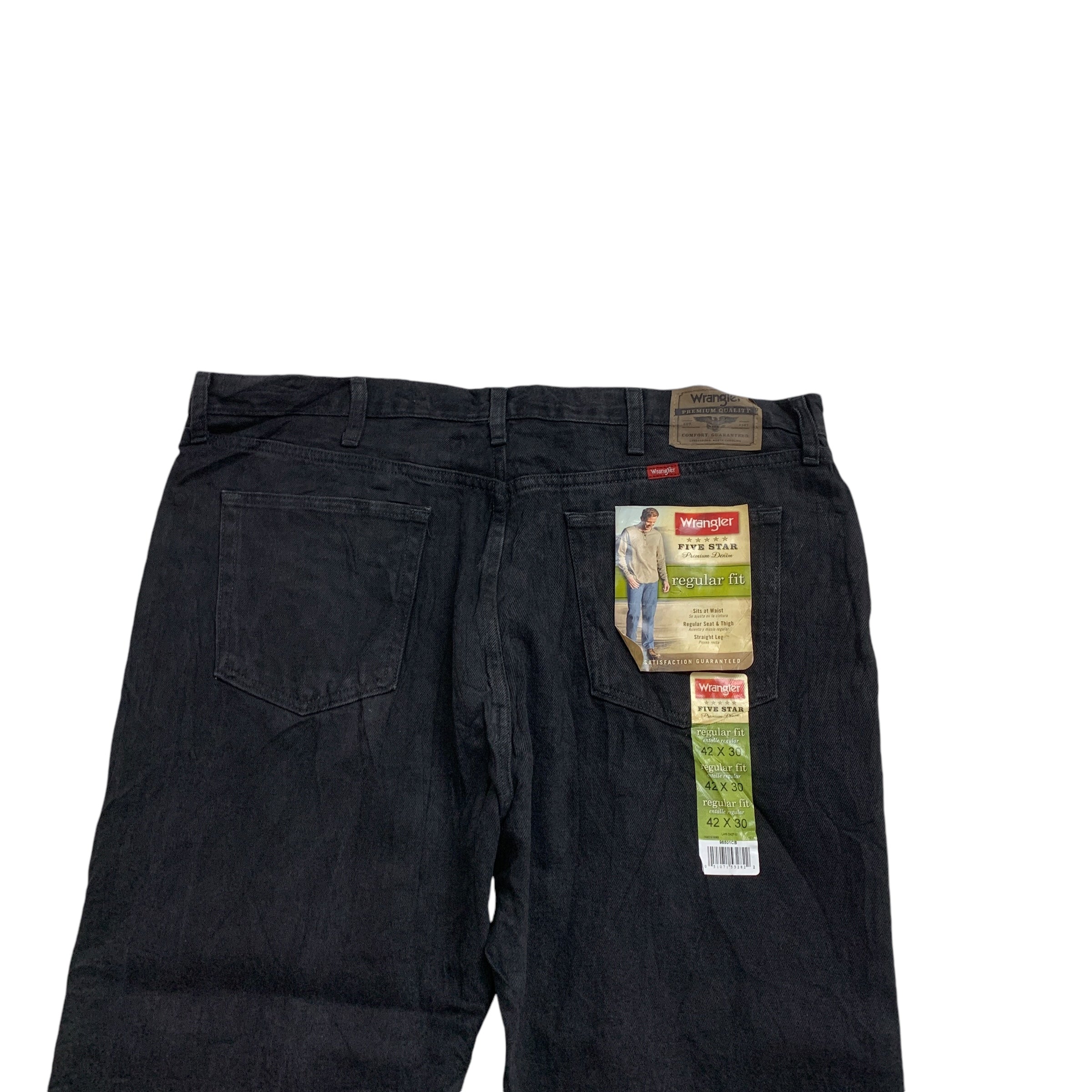 Wrangler Jeans W42 L30 Mens Black Regular Straight Fit Denim