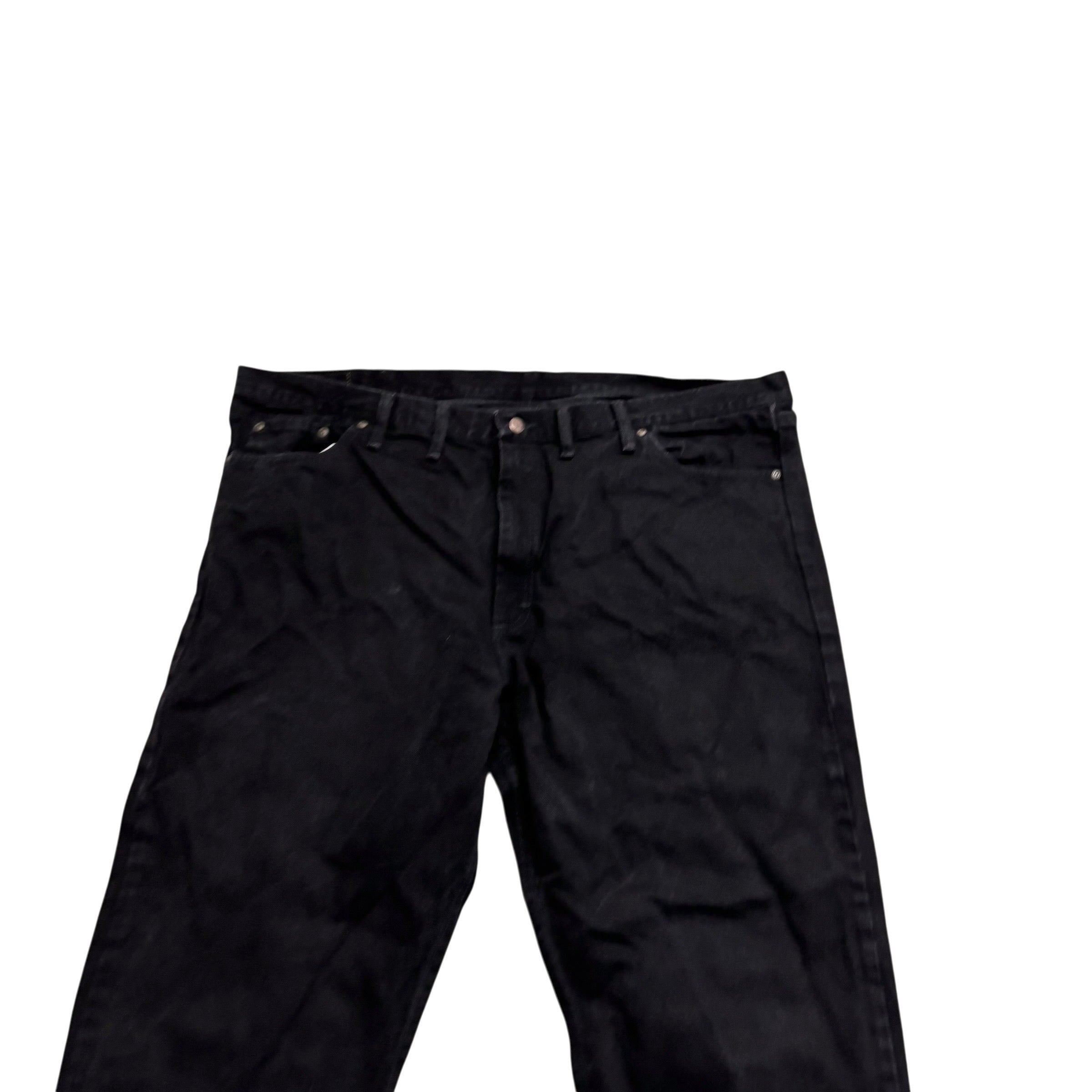 Wrangler Jeans W46 L30 Mens Black Relaxed Straight Fit Denim (F)