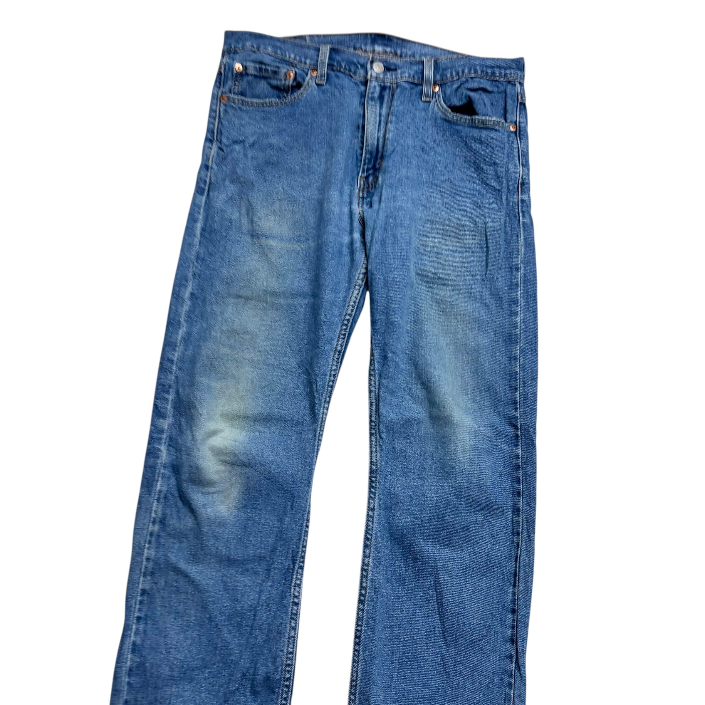 Levis 513 Jeans W33 L32 Mens Mid Blue Slim Straight Fit Stretch Denim (F)