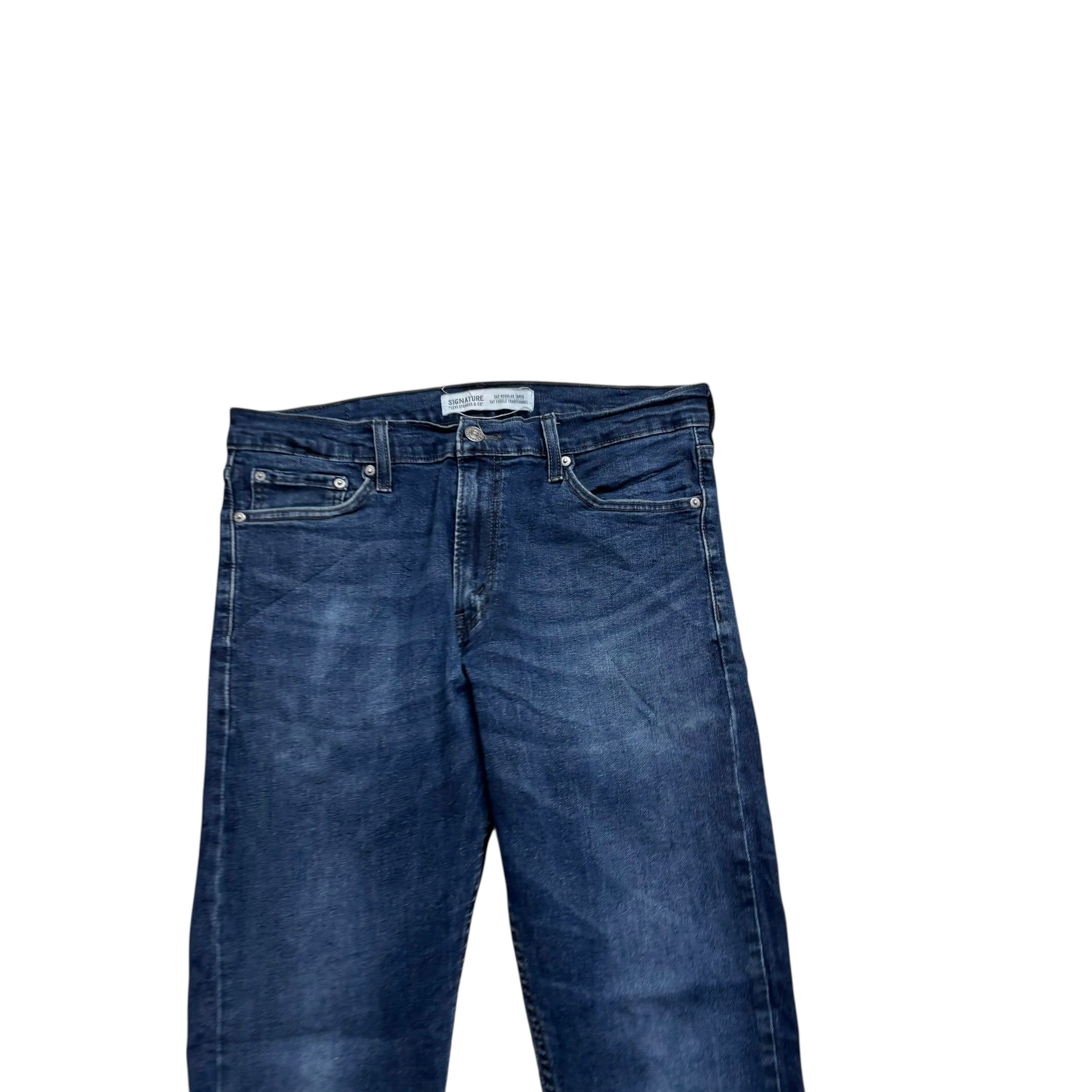 Levis Signature Jeans W33 L32 Mens Navy Blue Regular Tapered Stretch Denim