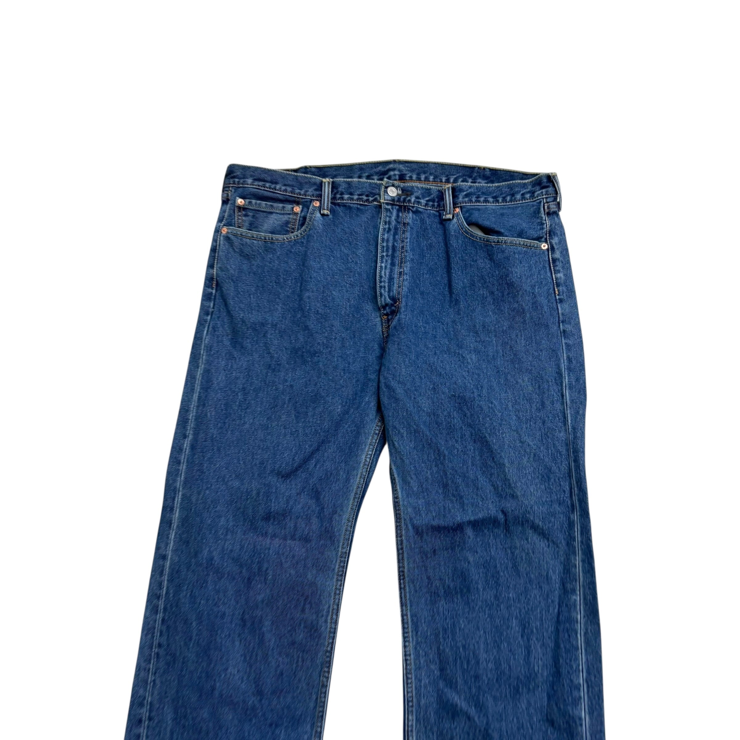 Levis 505 Jeans W42 L29 Mens Mid Blue Regular Straight Fit Denim (E)