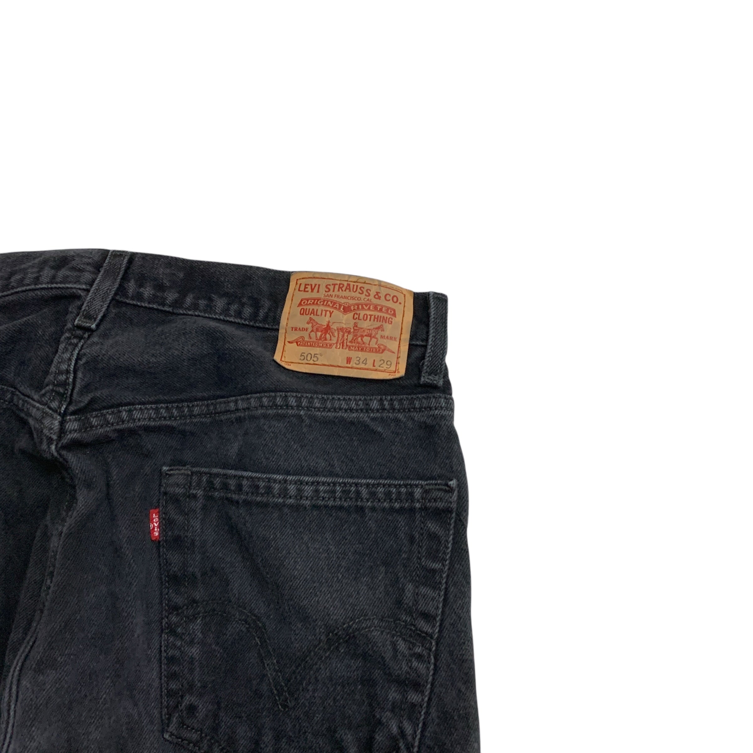 Levis 505 Jeans W34 L29 Mens Black Regular Straight Fit Vintage Denim