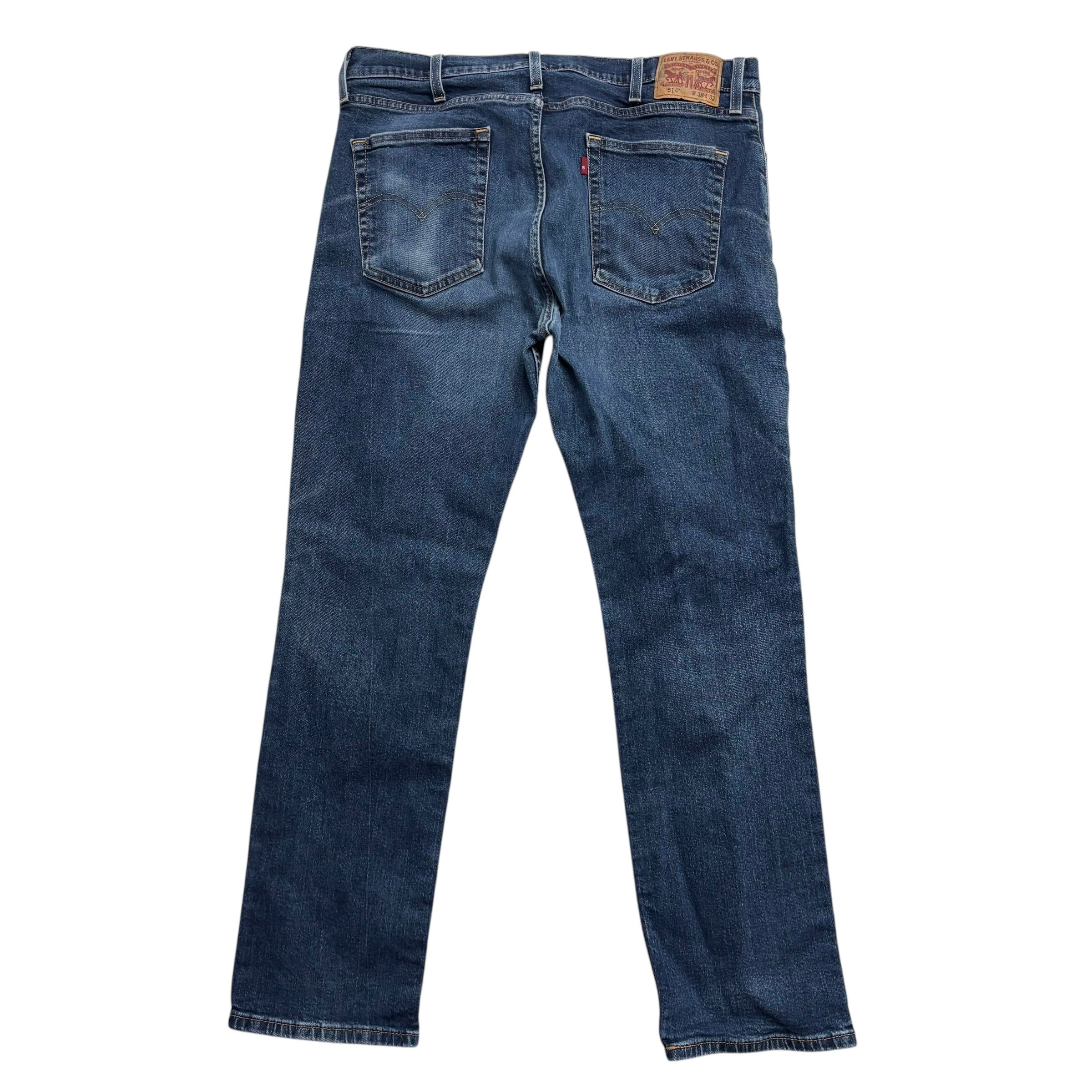 Levis 514 Jeans W38 L32 Mens Mid Blue Regular Straight Fit Stretch Denim (F)