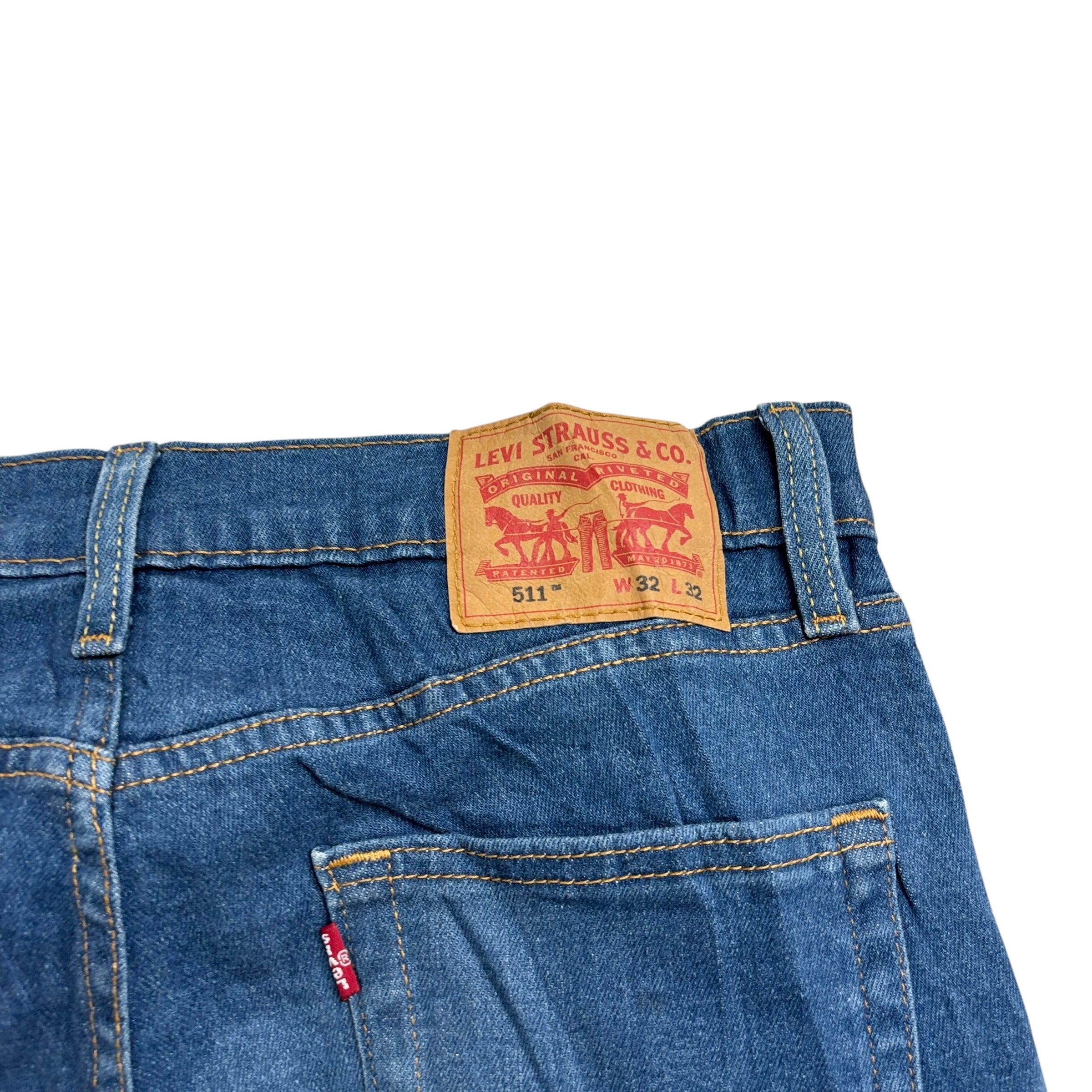 Levis 511 Jeans W32 L32 Mens Mid Blue Slim Fit Stretch Denim (E)