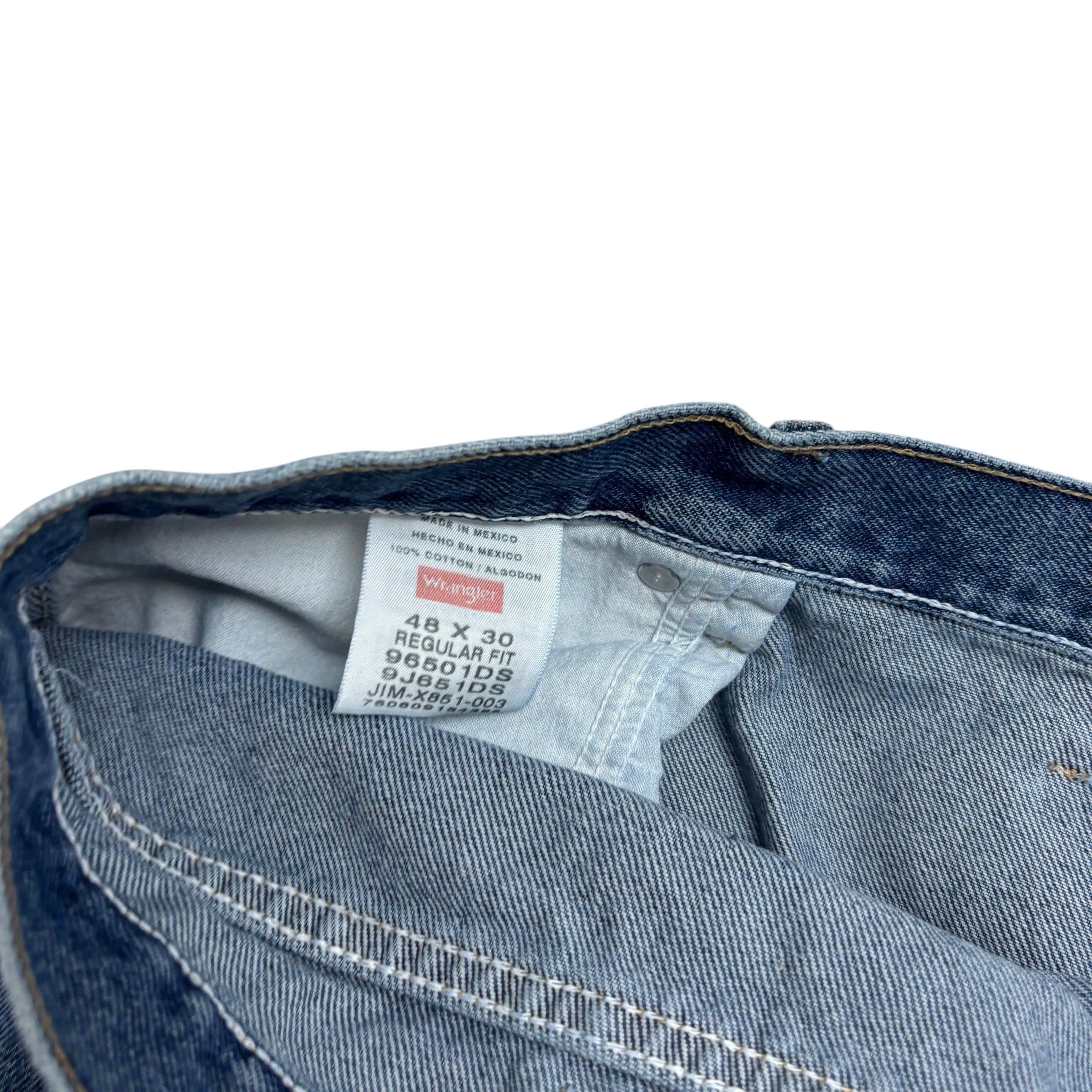 Wrangler Jeans W48 L30 Mens Mid Blue Regular Straight Fit Denim