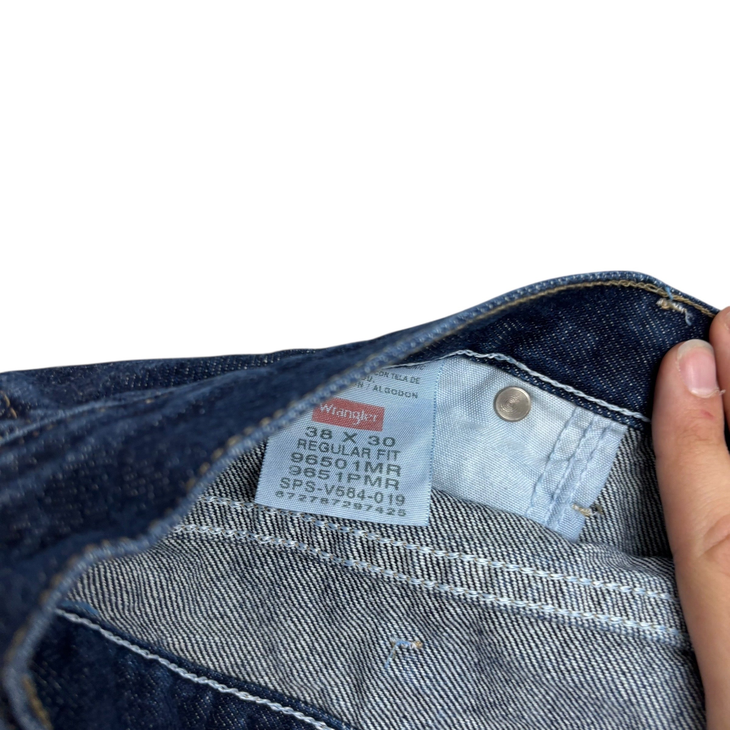 Wrangler Jeans W38 L30 Mens Dark Blue Regular Straight Fit Denim (E)