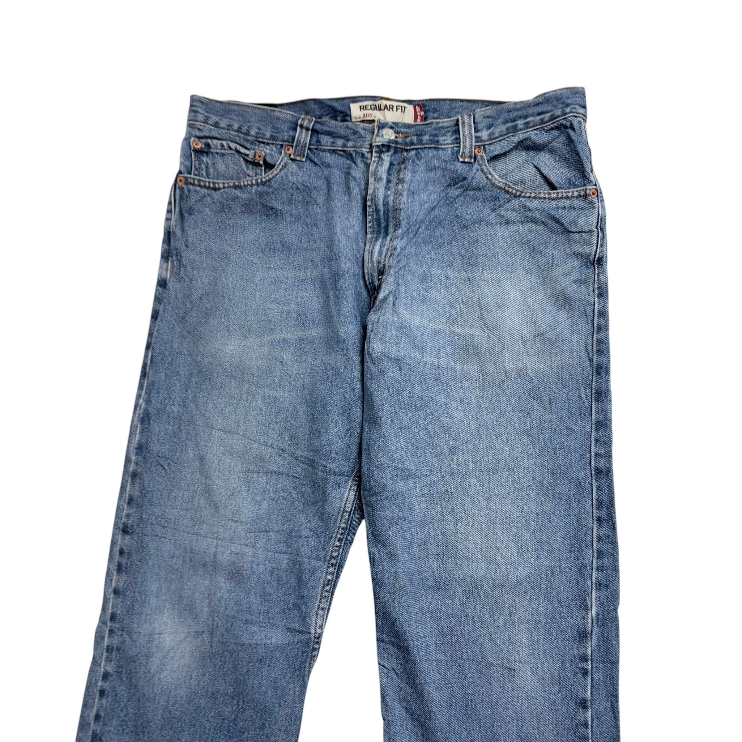 Levis 505 Jeans W36 L30 Mens Light Blue Regular Straight Fit Vintage Denim