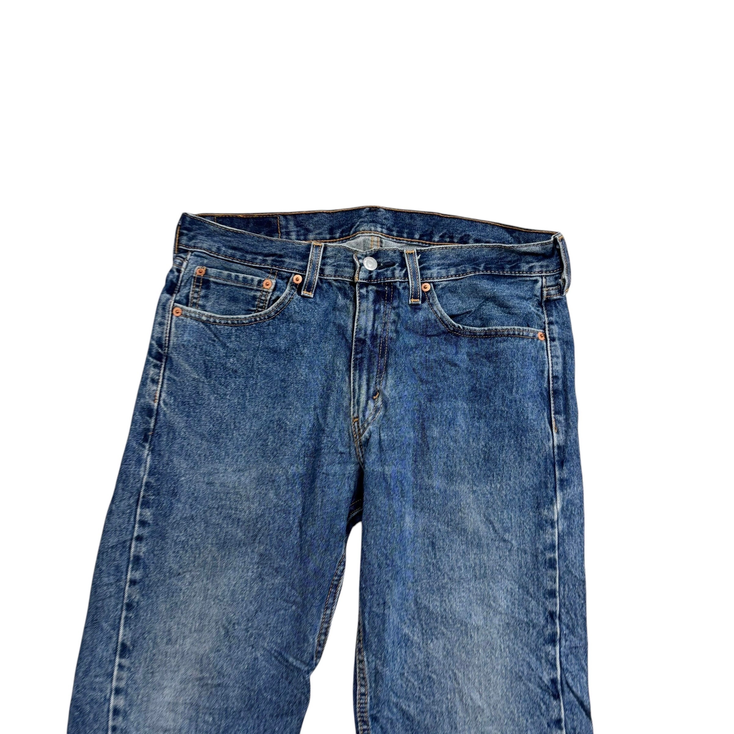 Levis 505 Jeans W33 L30 Mens Mid Blue Regular Straight Fit Denim (E)