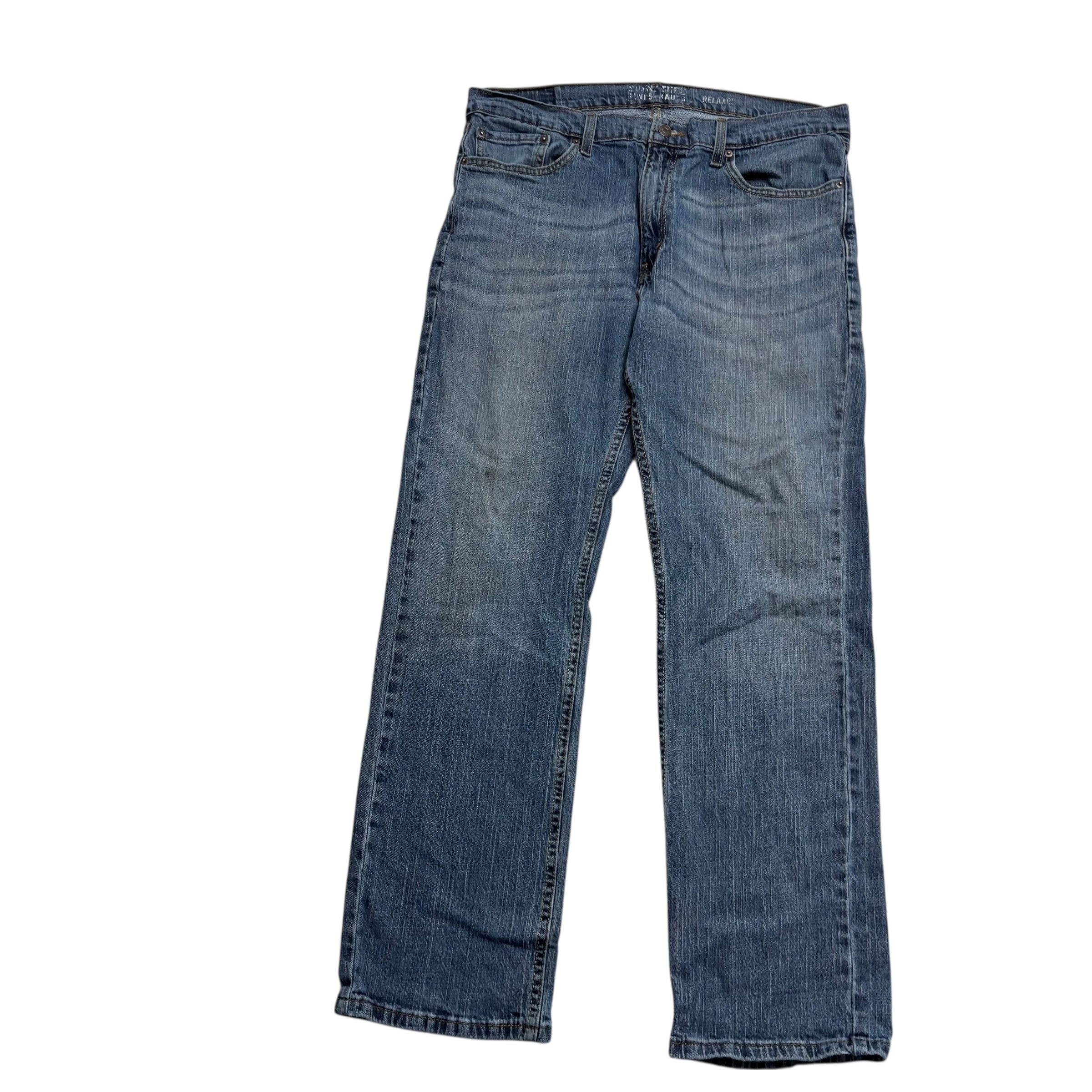 Levis Signature Jeans W36 L32 Mens Mid Blue Relaxed Straight Stretch Denim (F)
