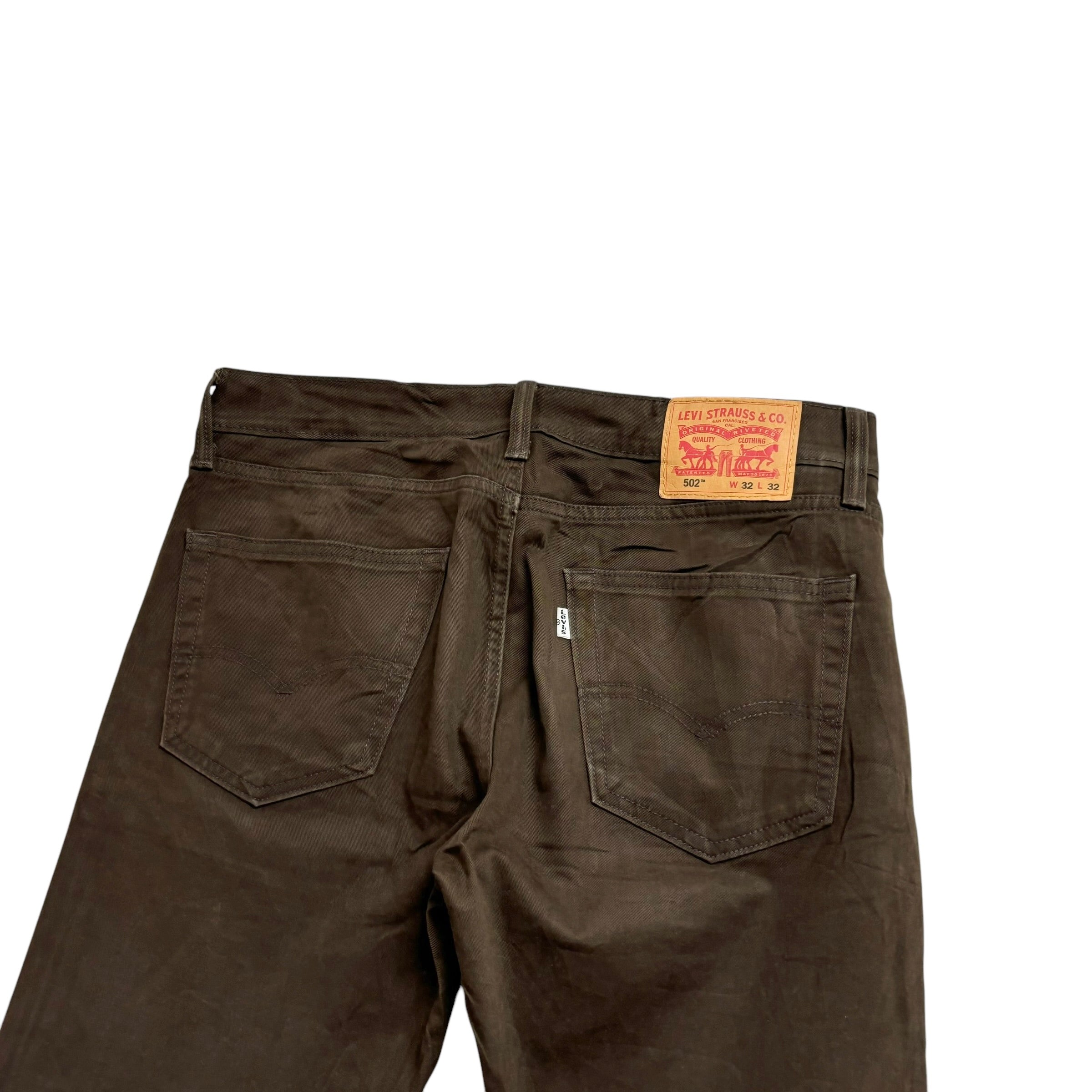 Levis 502 Trousers W32 L31 Mens Brown Regular Tapered Fit Stretch Pants