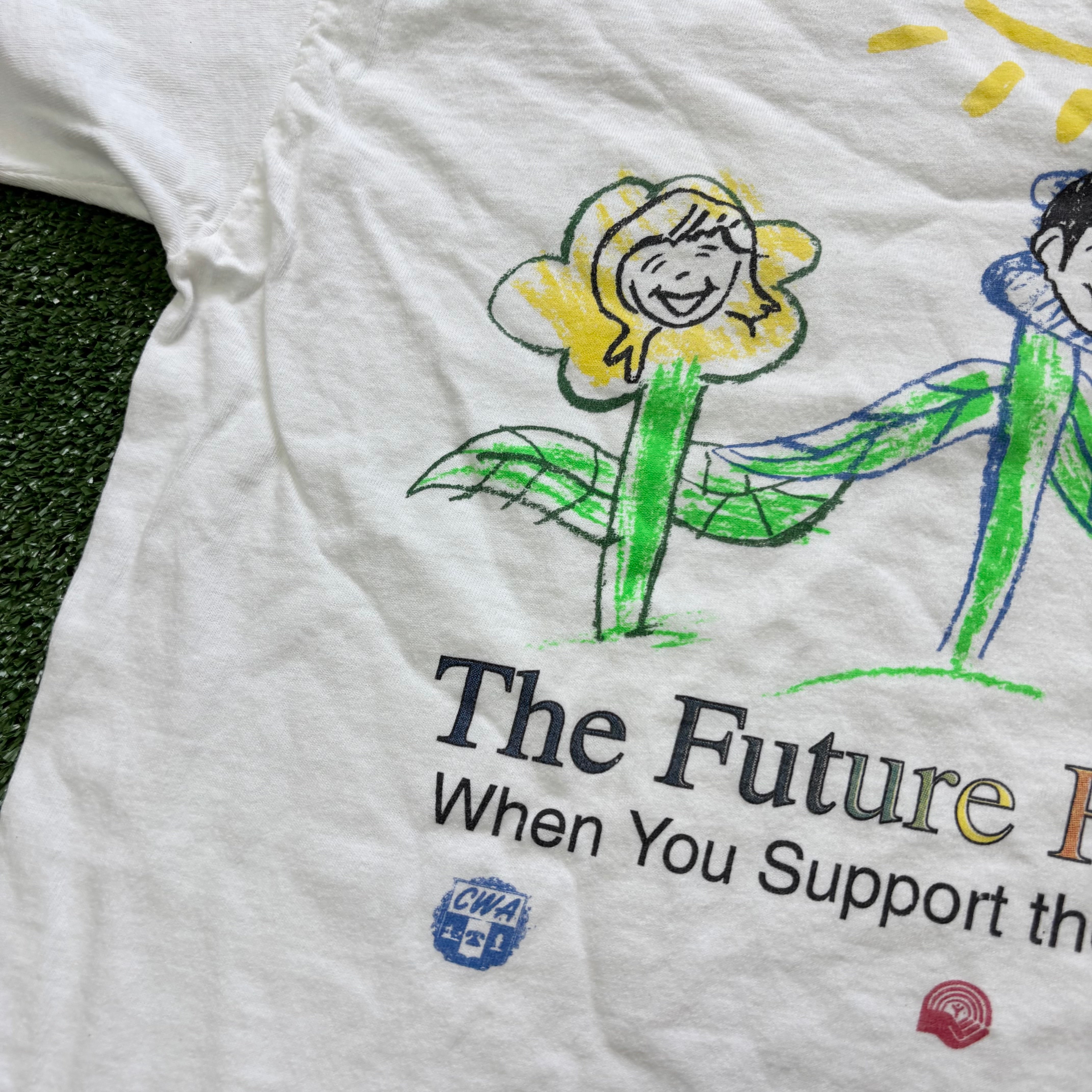 Vintage T Shirt Mens Large White Single Stitch Graphic Print 90s USA (E)