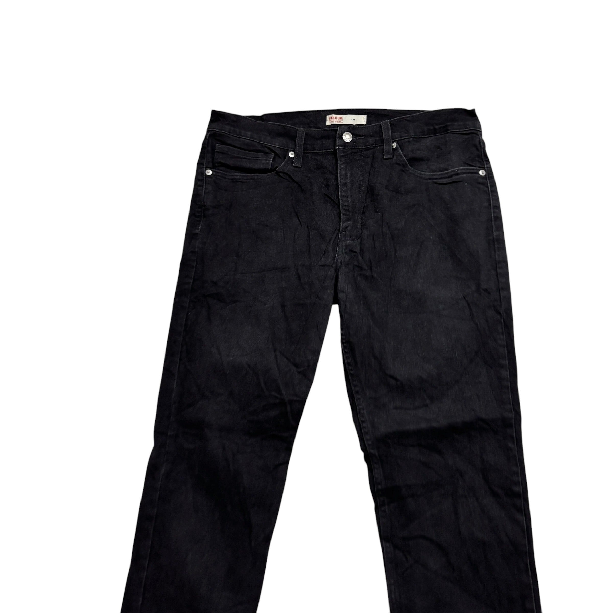 Levis Signature Jeans W34 L34 Mens Black Slim Fit Stretch Denim (E)