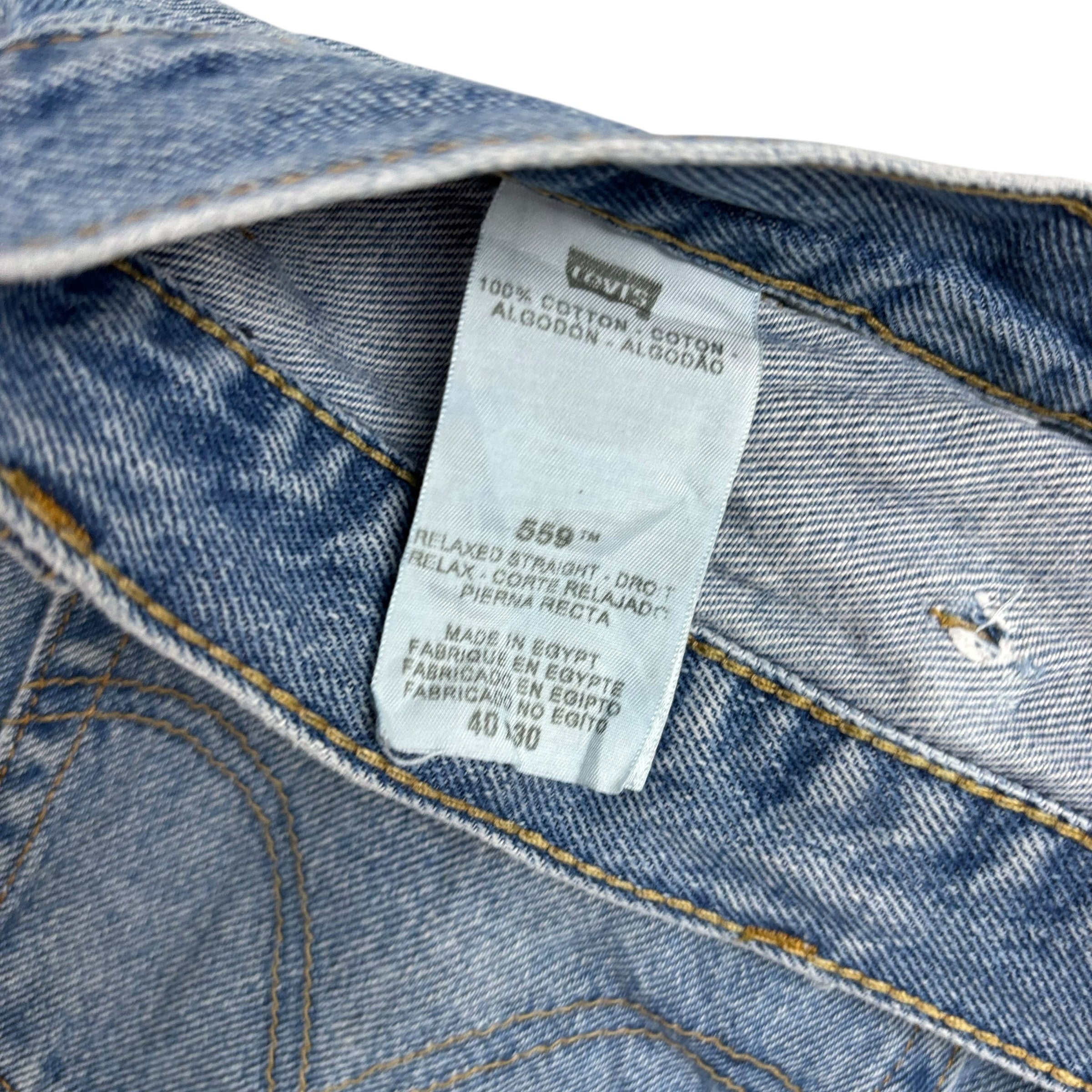 Levis 559 Jeans W40 L30 Mens Light Blue Baggy Relaxed Straight Fit Vintage Denim