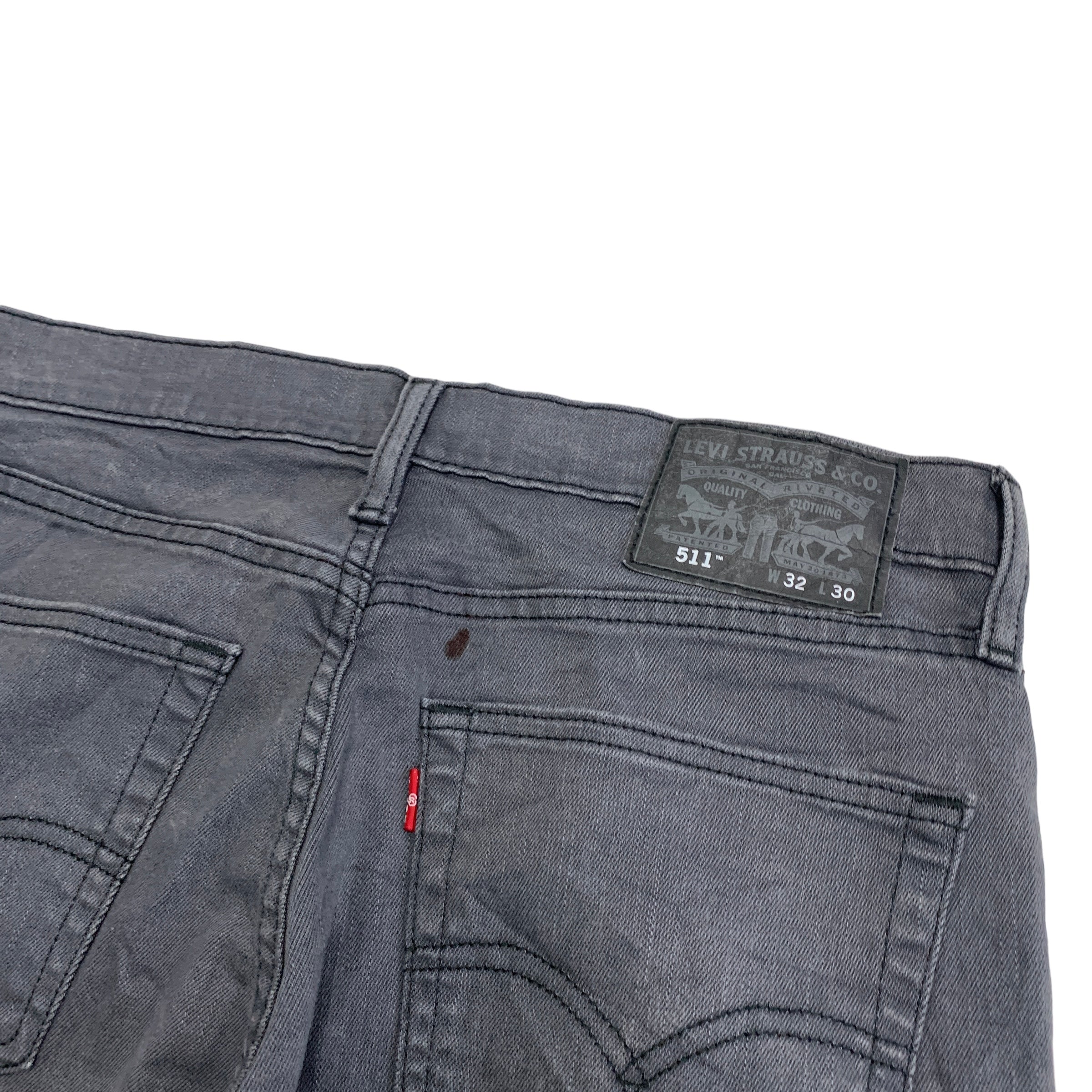 Levis 511 Jeans W32 L30 Mens Grey Slim Fit Stretch Denim