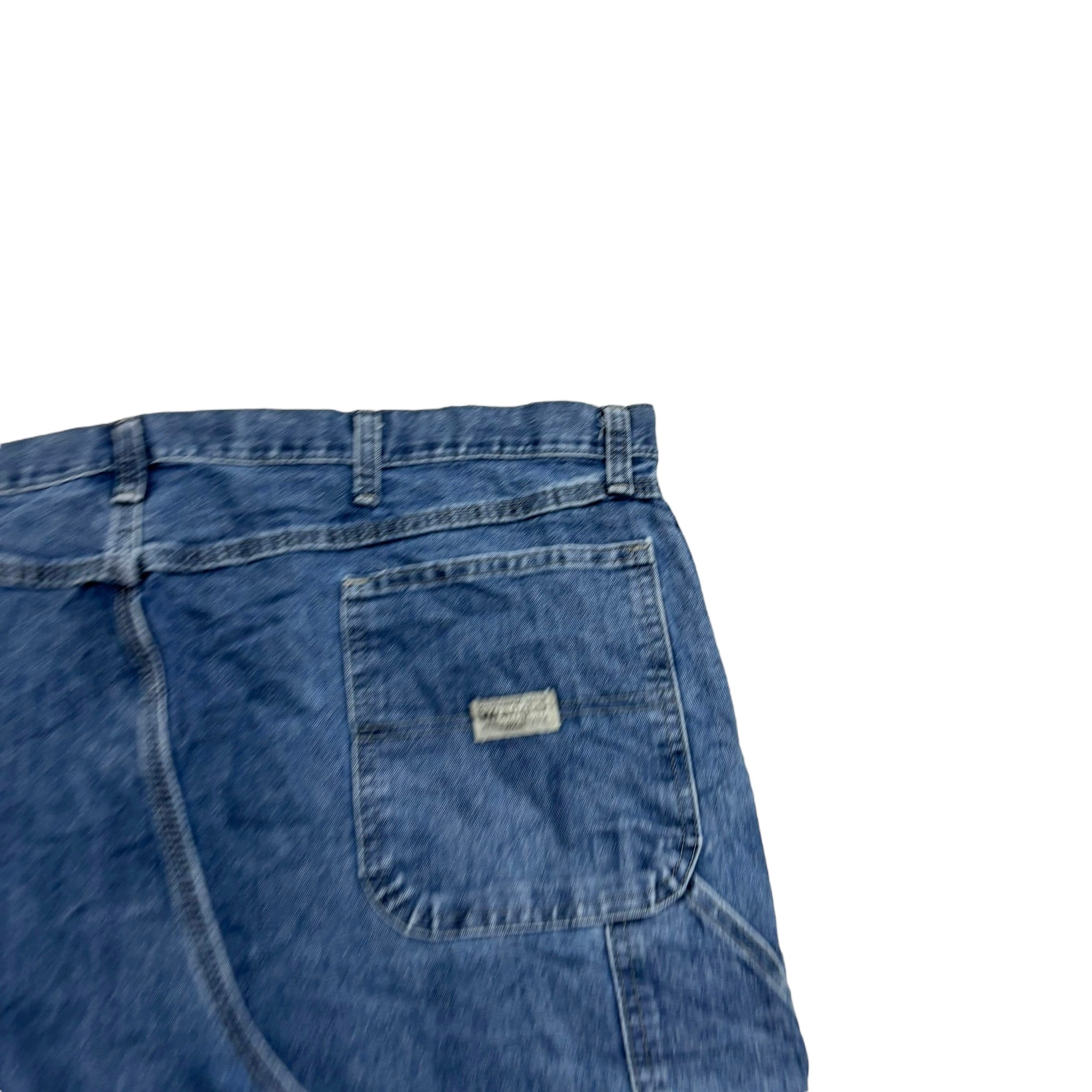 Wrangler Carpenter Jeans W44 L30 Mens Mid Blue Relaxed Straight Fit Denim