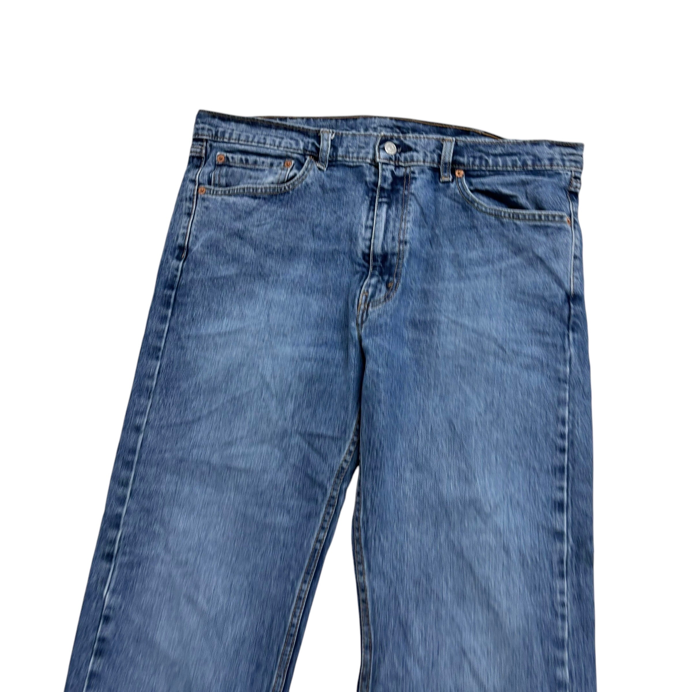 Levis 505 Jeans W38 L26 Mens Mid Blue Regular Straight Fit Stretch Denim (E)