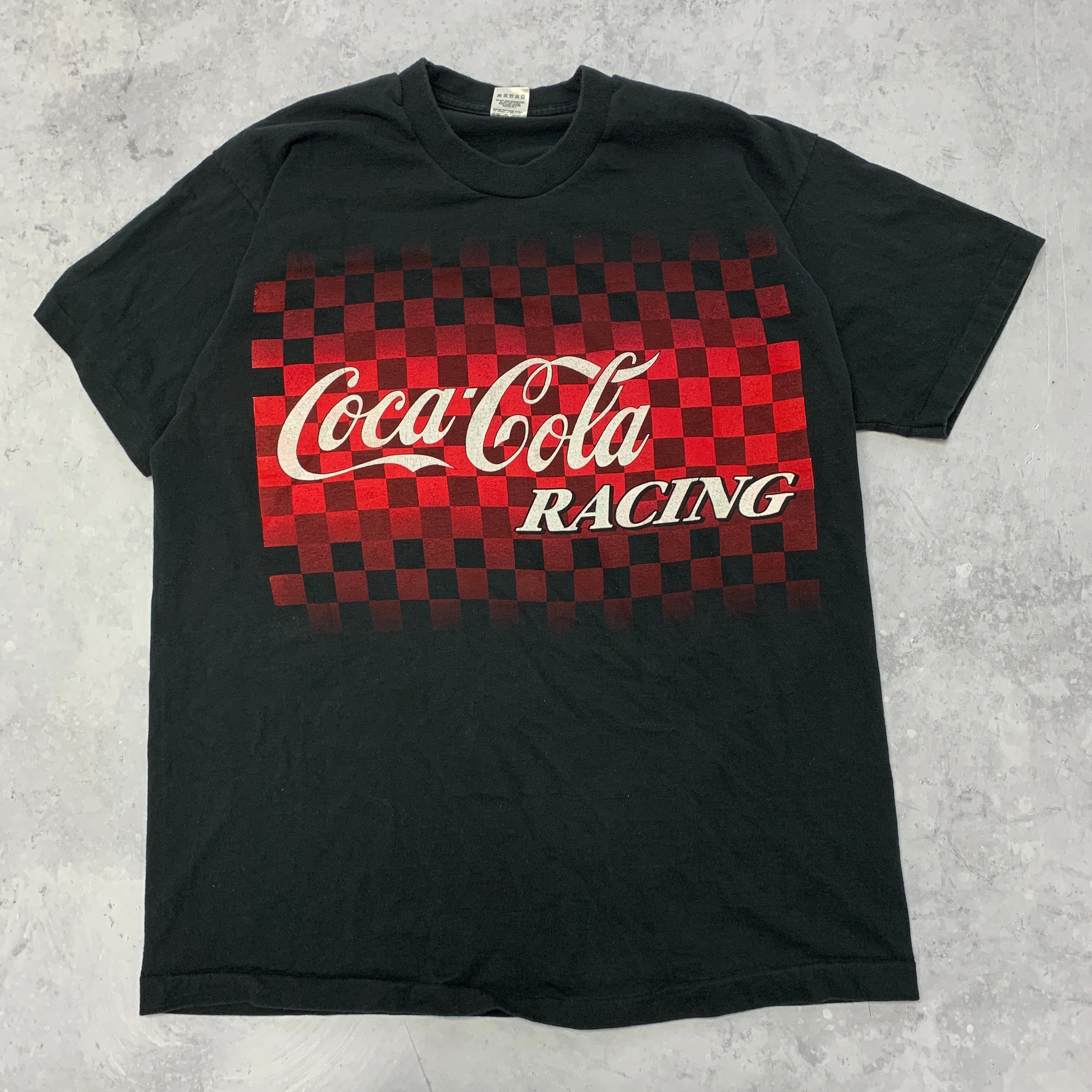 Vintage T Shirt Mens XL Black Single Stitch Graphic 90s NASCAR Coca Cola Racing