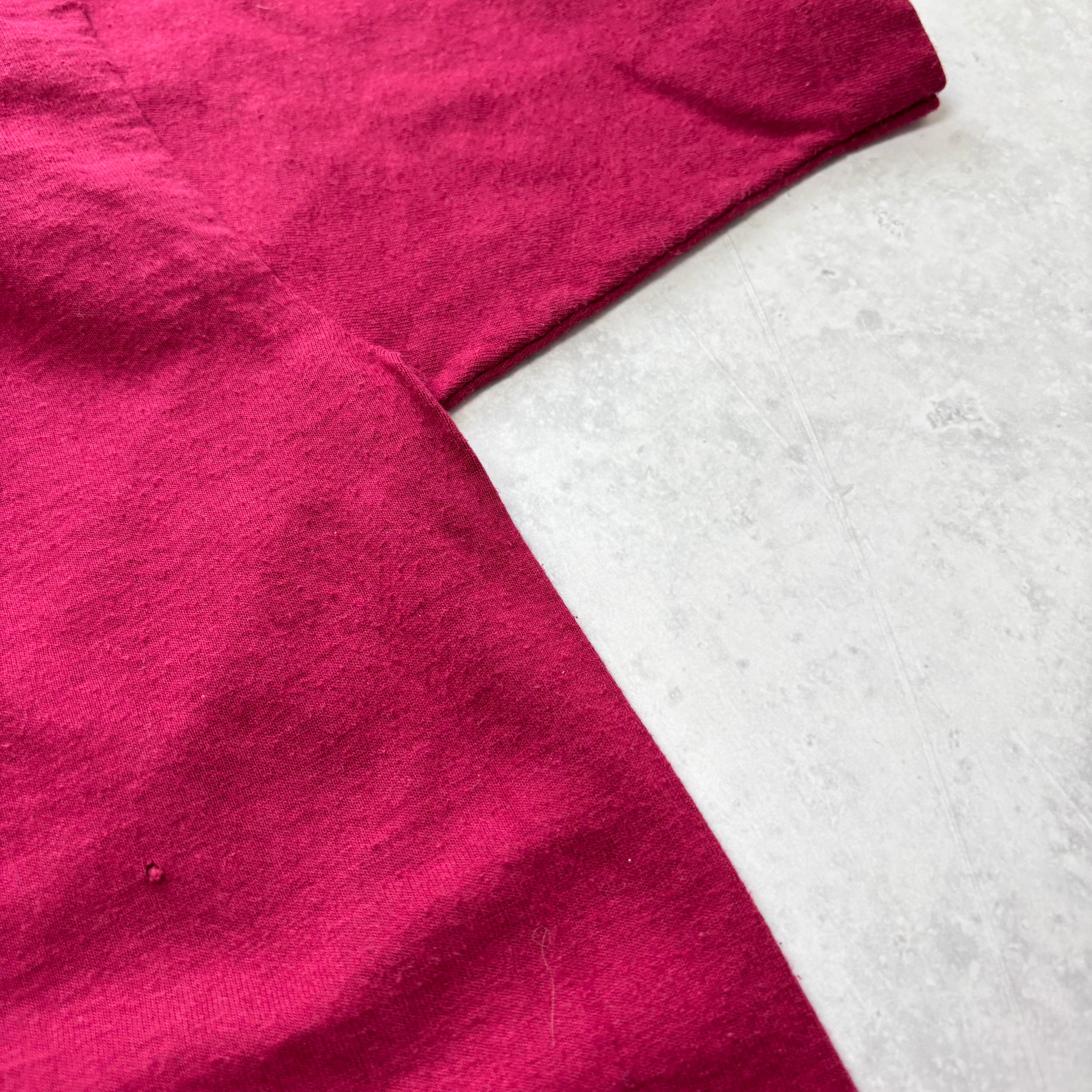 Vintage T Shirt Mens Medium Burgundy Single Stitch Graphic Print 90s USA