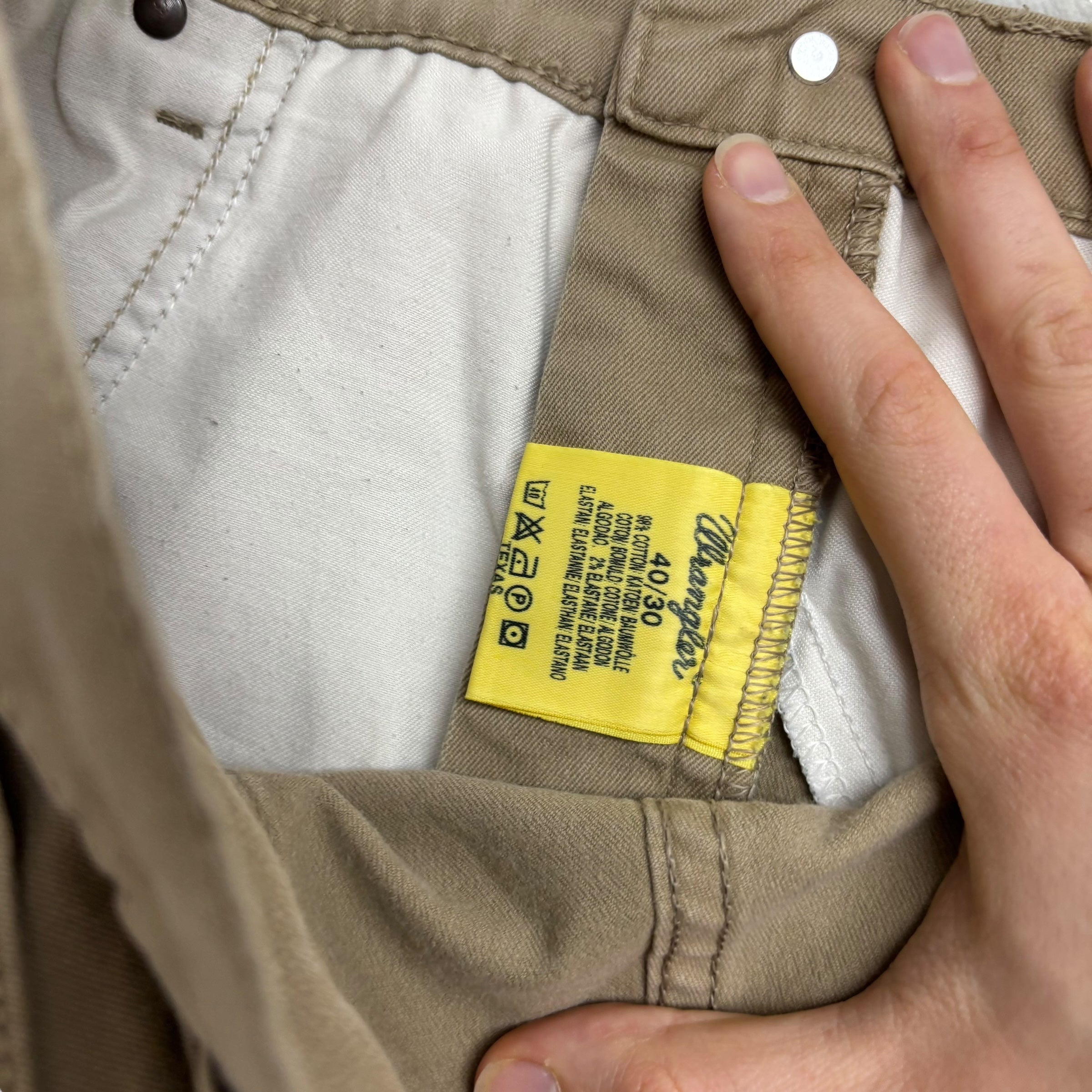 Wrangler Cowboy Cut Trousers W38 L30 Mens Beige Regular Fit Stretch Pants