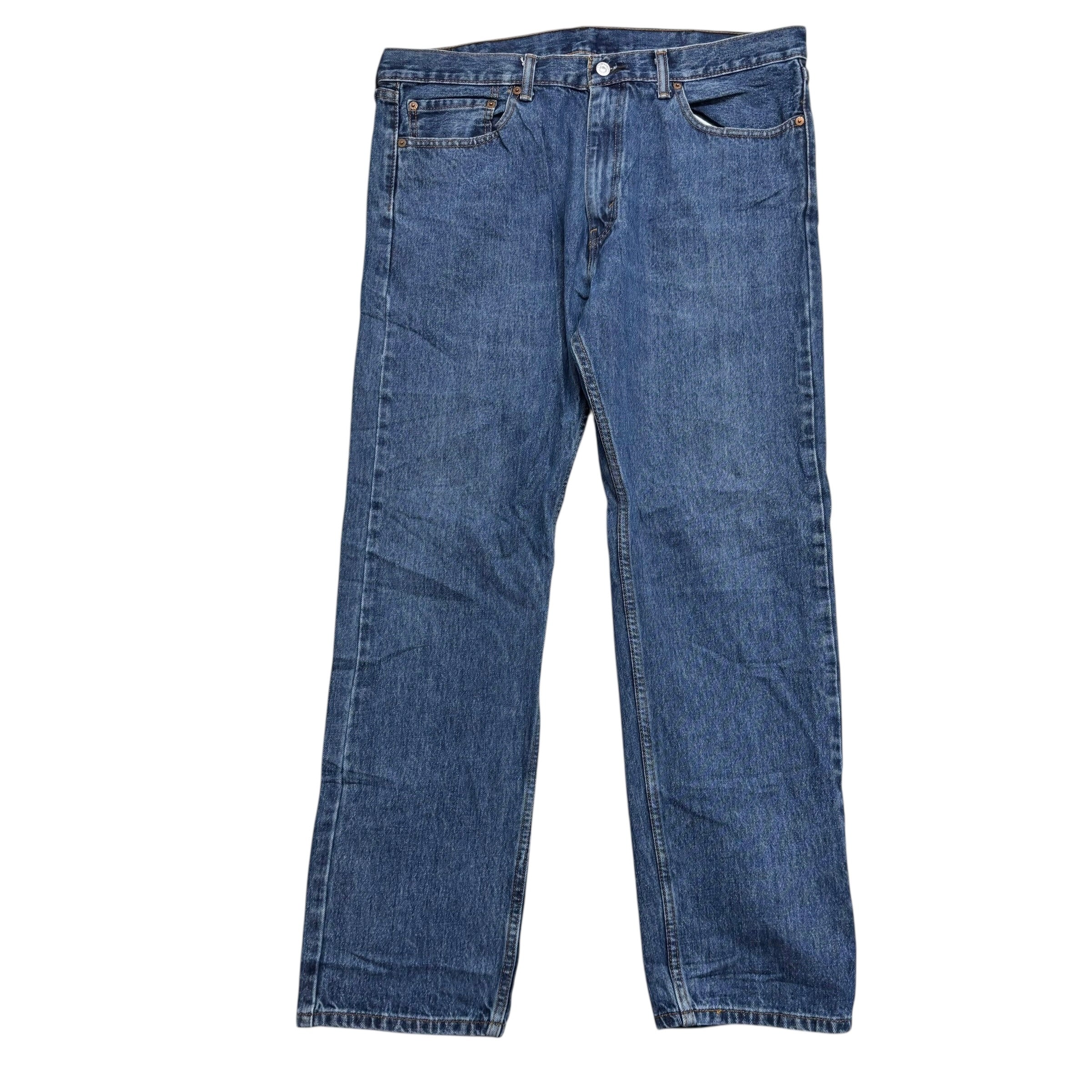 Levis 505 Jeans W38 L32 Mens Mid Blue Regular Straight Fit Denim (E)