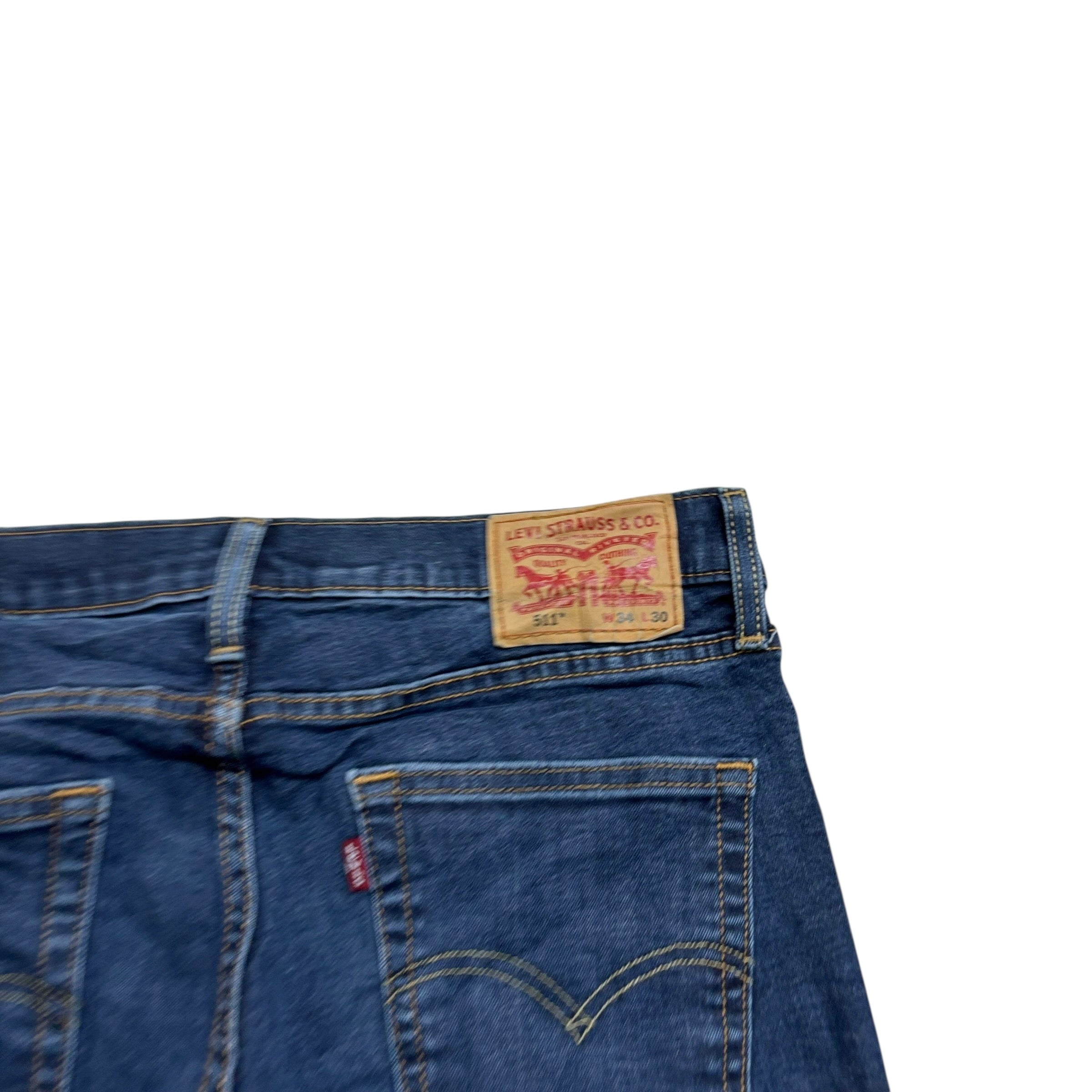 Levis 511 Jeans W34 L29 Mens Dark Blue Slim Fit Stretch Denim (E)