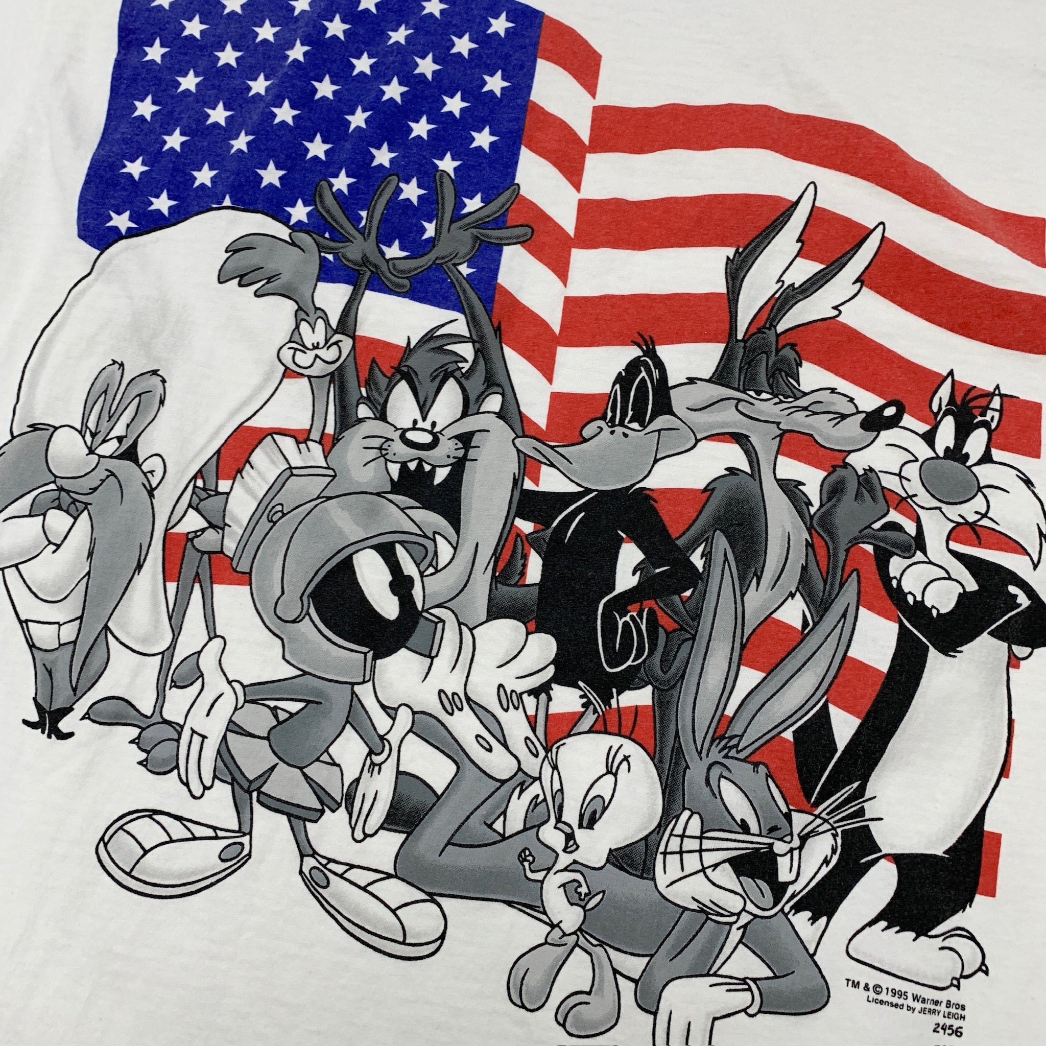 Vintage T Shirt Mens XL White Graphic Print 90s Looney Tunes Cartoon USA