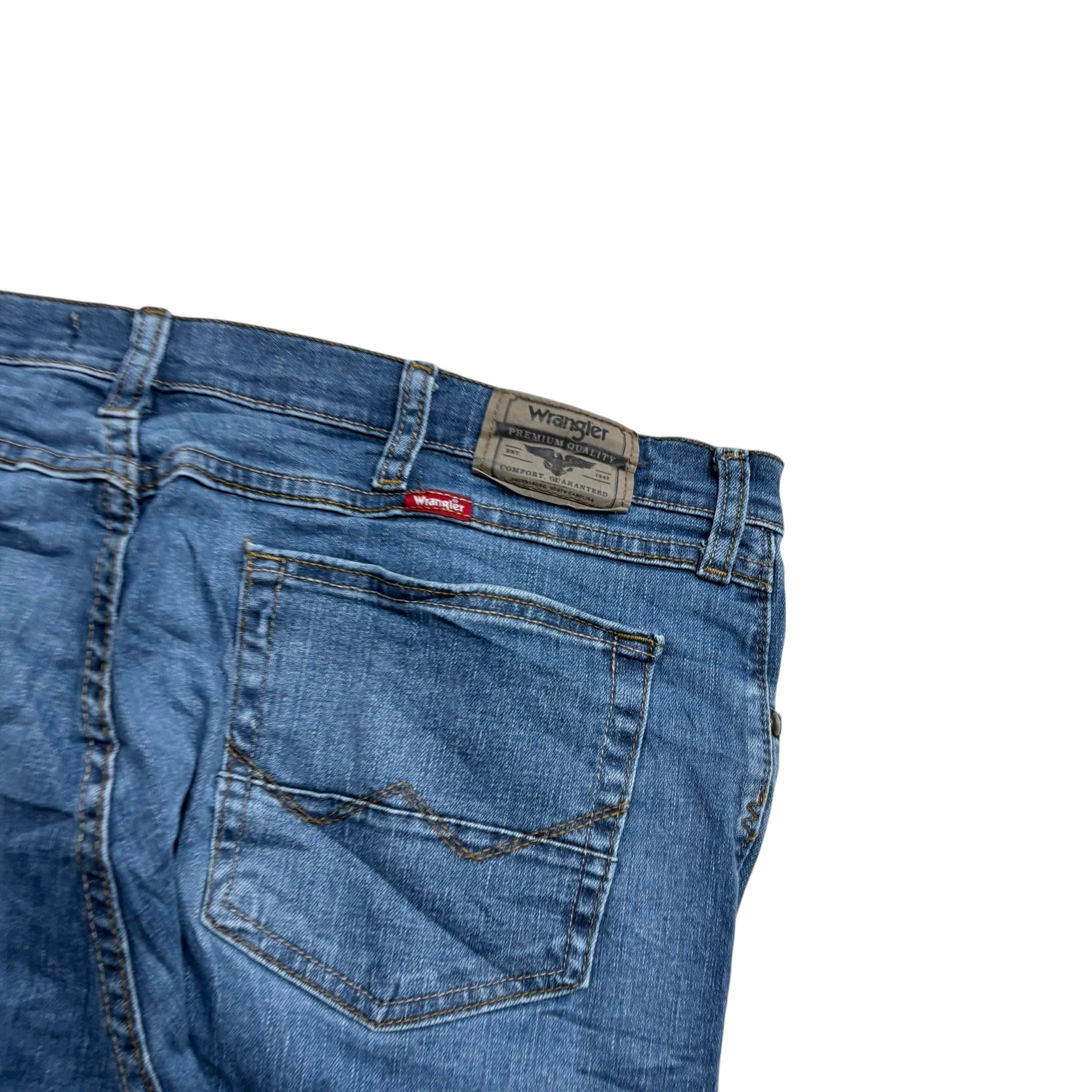 Wrangler Jeans W40 L26 Mens Mid Blue Regular Straight Fit Stretch Denim (E)